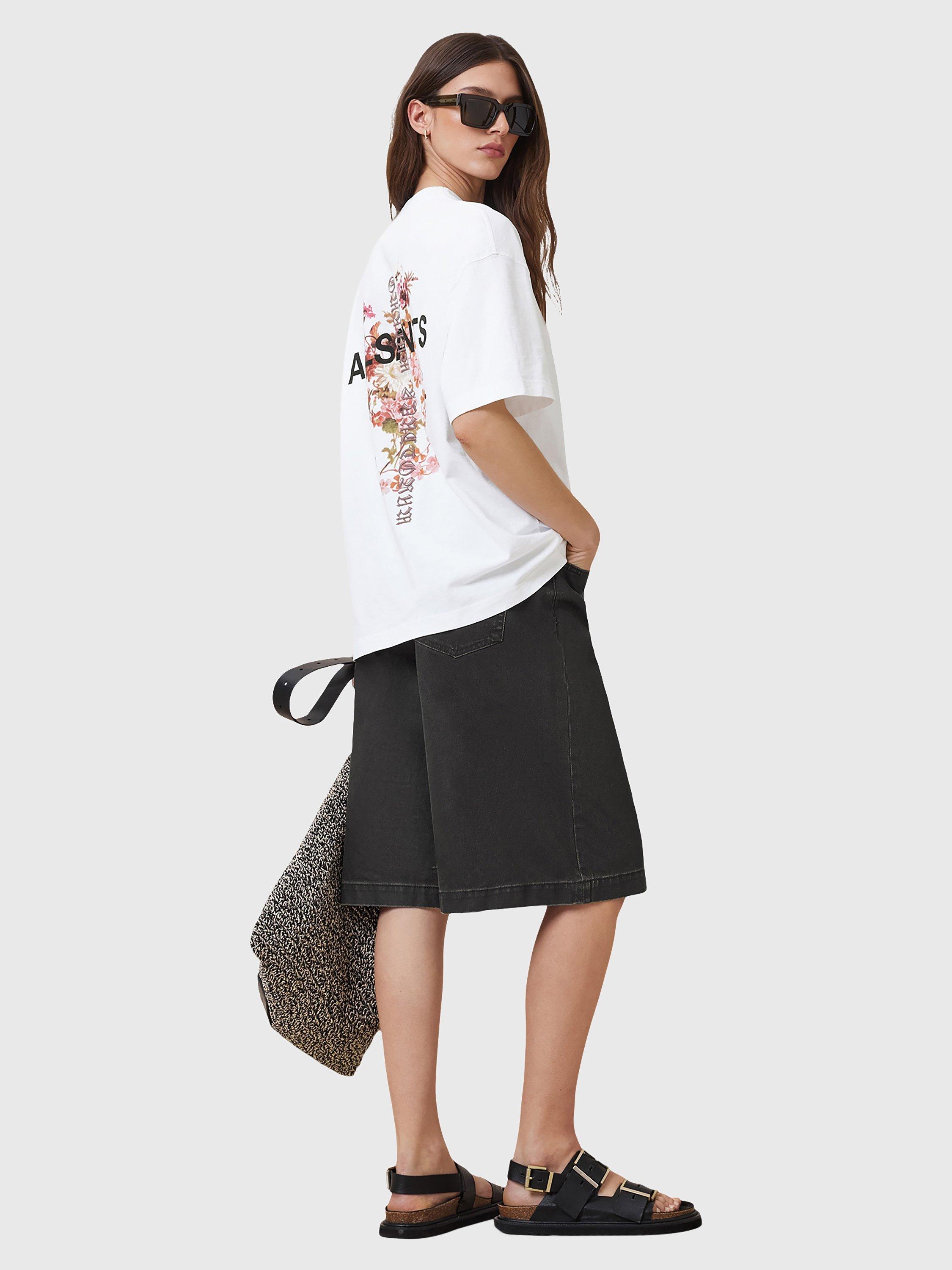 Product image 9 of 10, which shows AllSaints Eternal Etta Floral Organic Cotton Graphic T-Shirt, White, XS