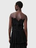 AllSaints Floral Cut Out Pure Organic Cotton Top, Black