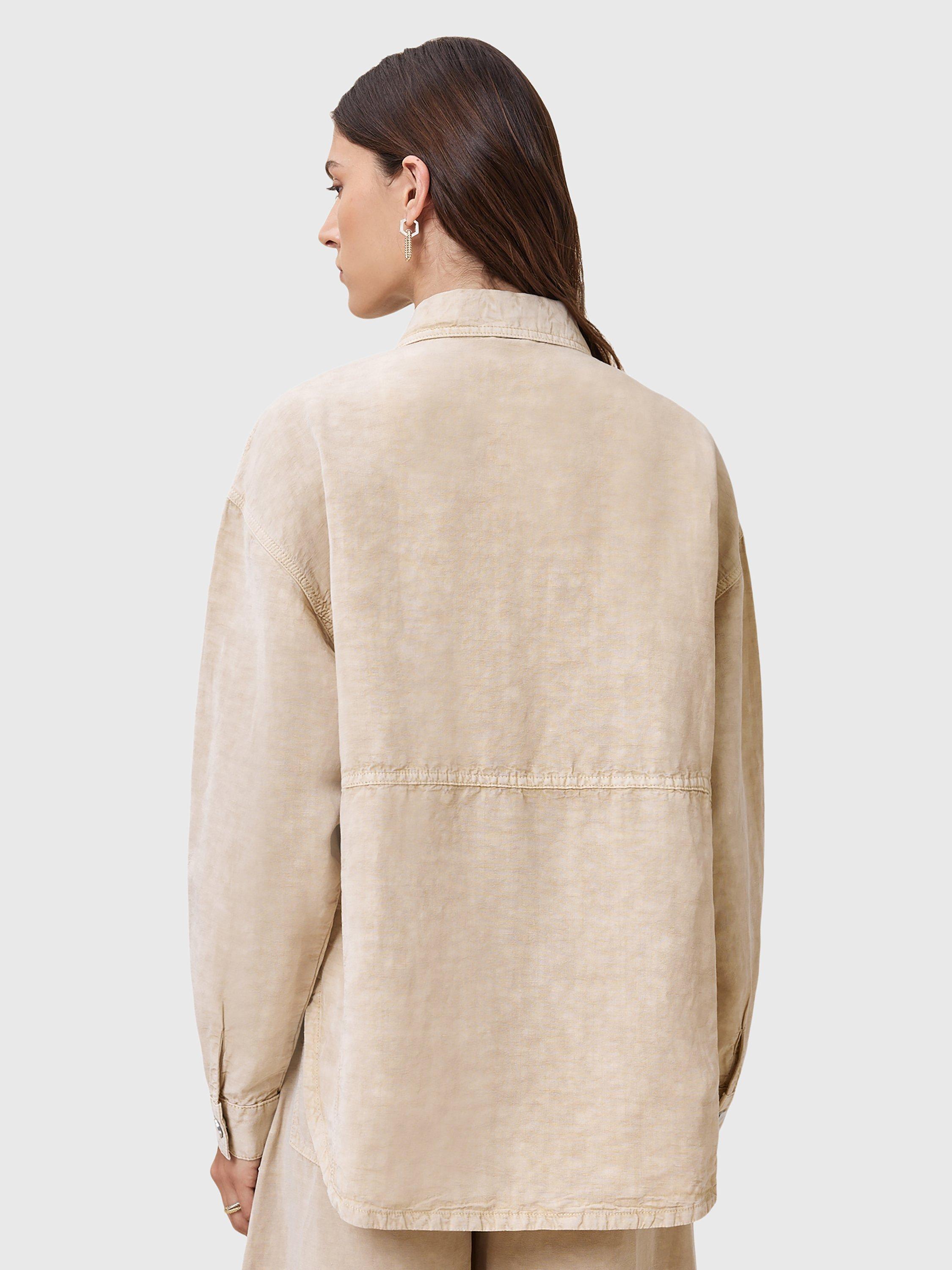 Product image 2 of 9, which shows AllSaints Hettie Linen Blend Shacket, Sand Brown, L