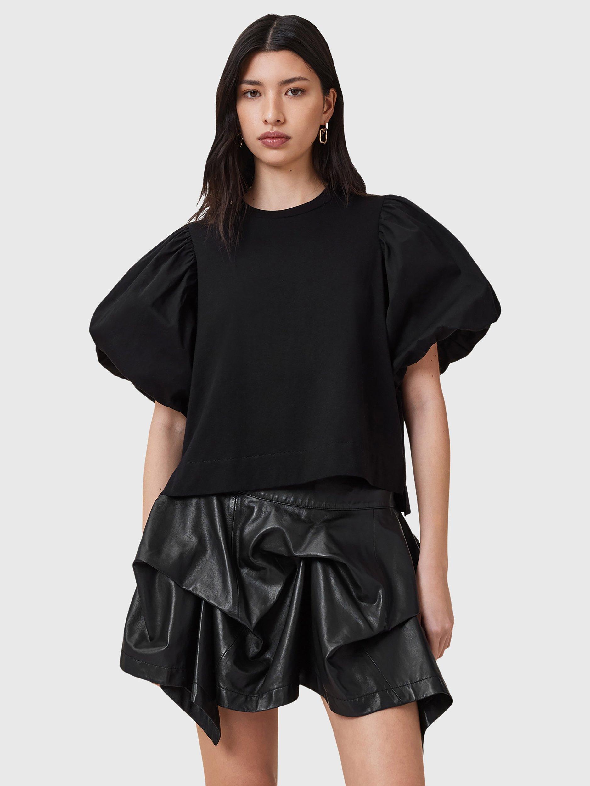 Product image 1 of 7, which shows AllSaints Jess Pure Organic Cotton T-Shirt, Black, L