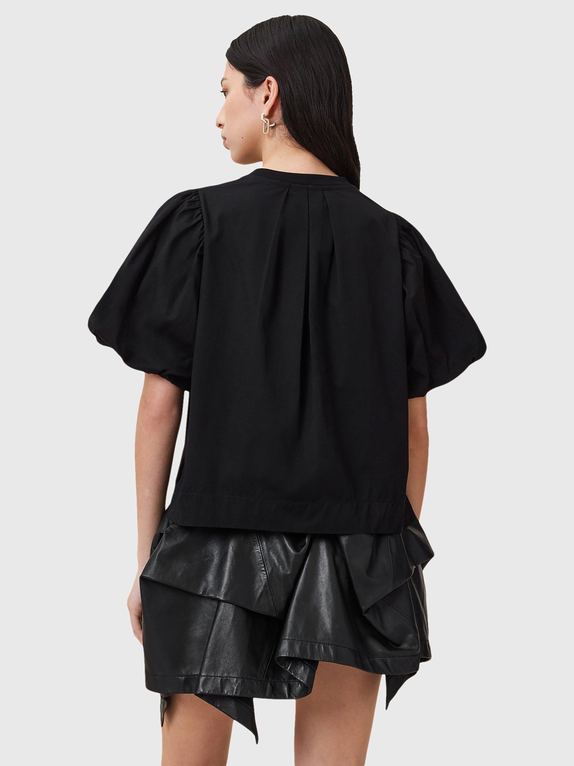 Product image 2 of 7, which shows AllSaints Jess Pure Organic Cotton T-Shirt, Black, L