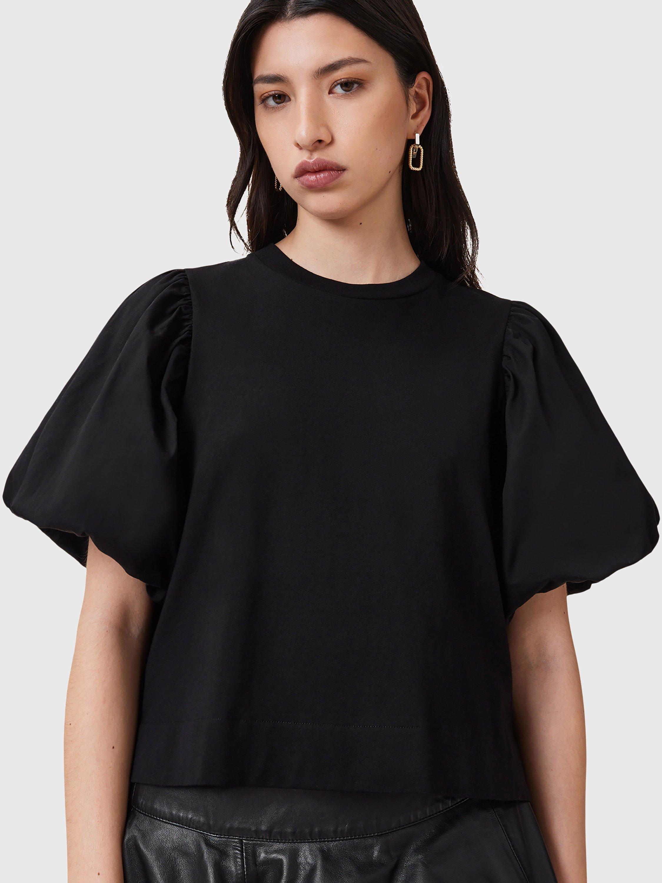 Product image 5 of 7, which shows AllSaints Jess Pure Organic Cotton T-Shirt, Black, L