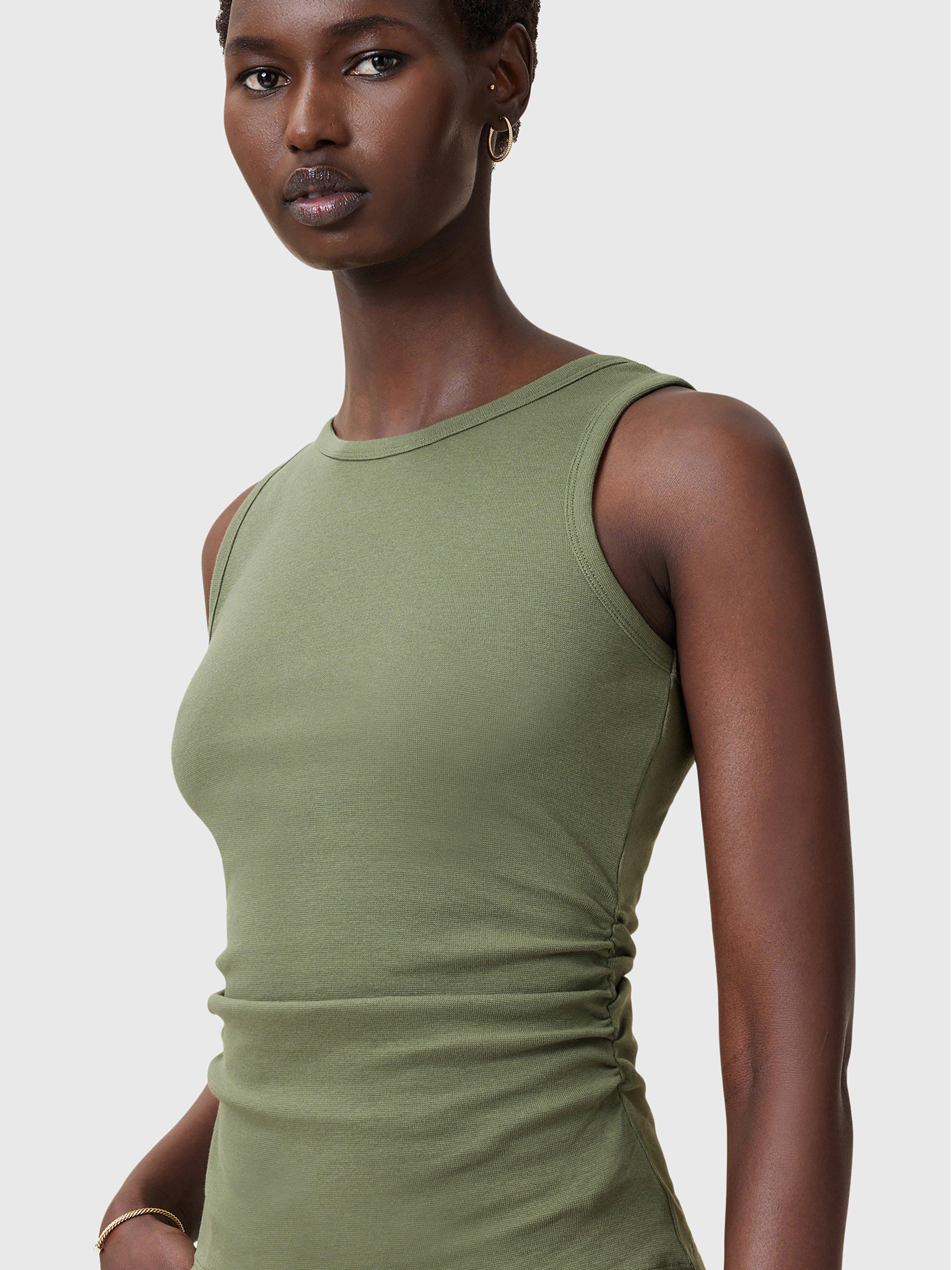 Product image 5 of 8, which shows AllSaints Katarina Organic Cotton Rich Tank Top, Grass Green, L