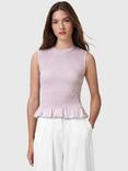 AllSaints Ode Shirred Tank Top, Lilac Ash Pink