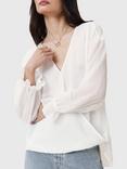 AllSaints Penny Long Sleeve Wrap Top, Chalk White