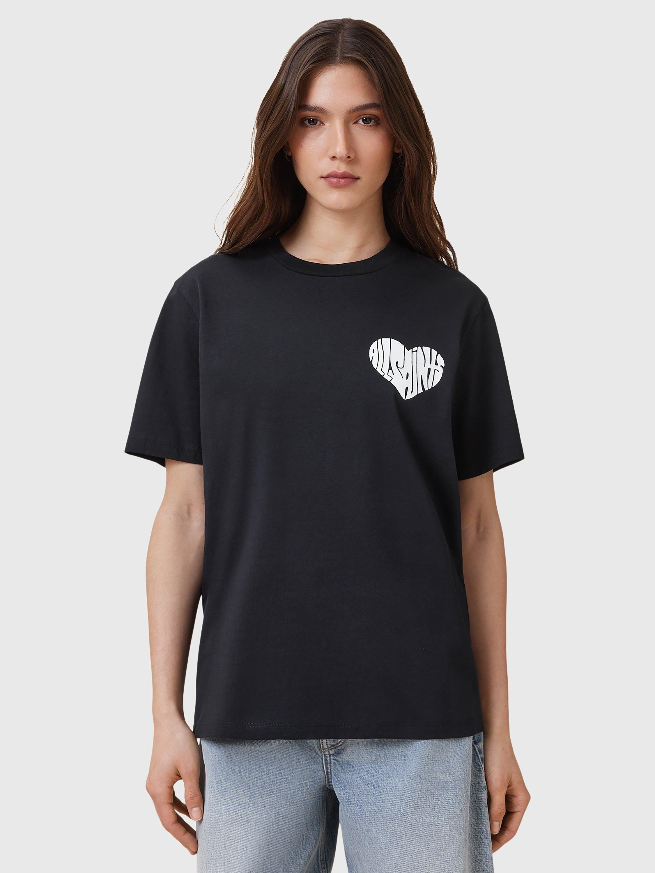 Product image 1 of 9, which shows AllSaints Poster Logo Graphic T-Shirt, Black, L