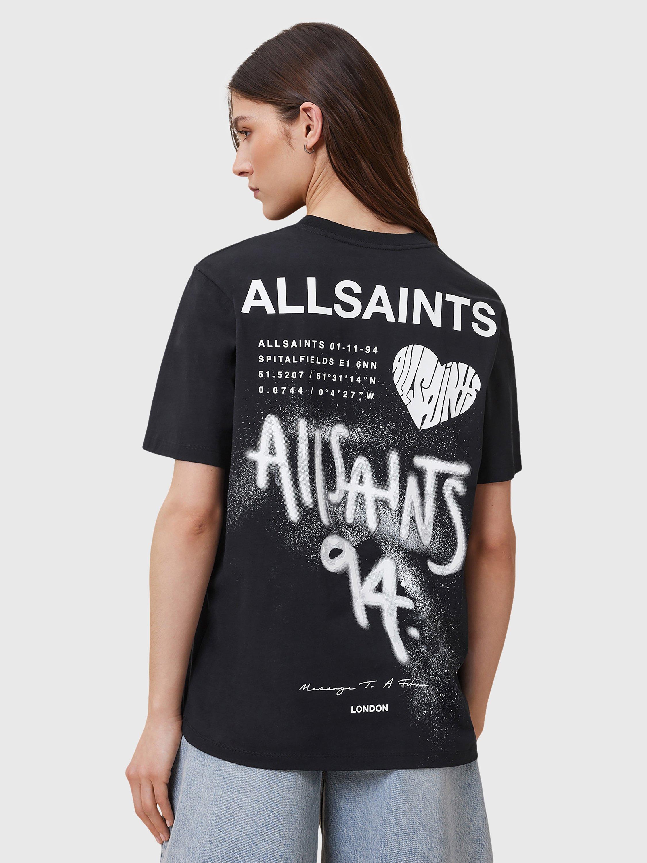 Product image 2 of 9, which shows AllSaints Poster Logo Graphic T-Shirt, Black, L