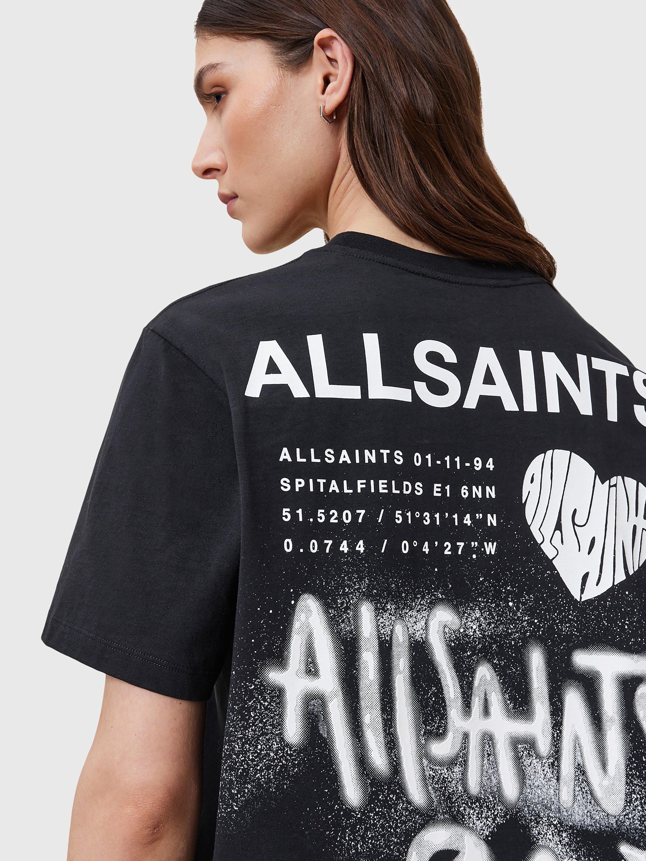 Product image 6 of 9, which shows AllSaints Poster Logo Graphic T-Shirt, Black, L