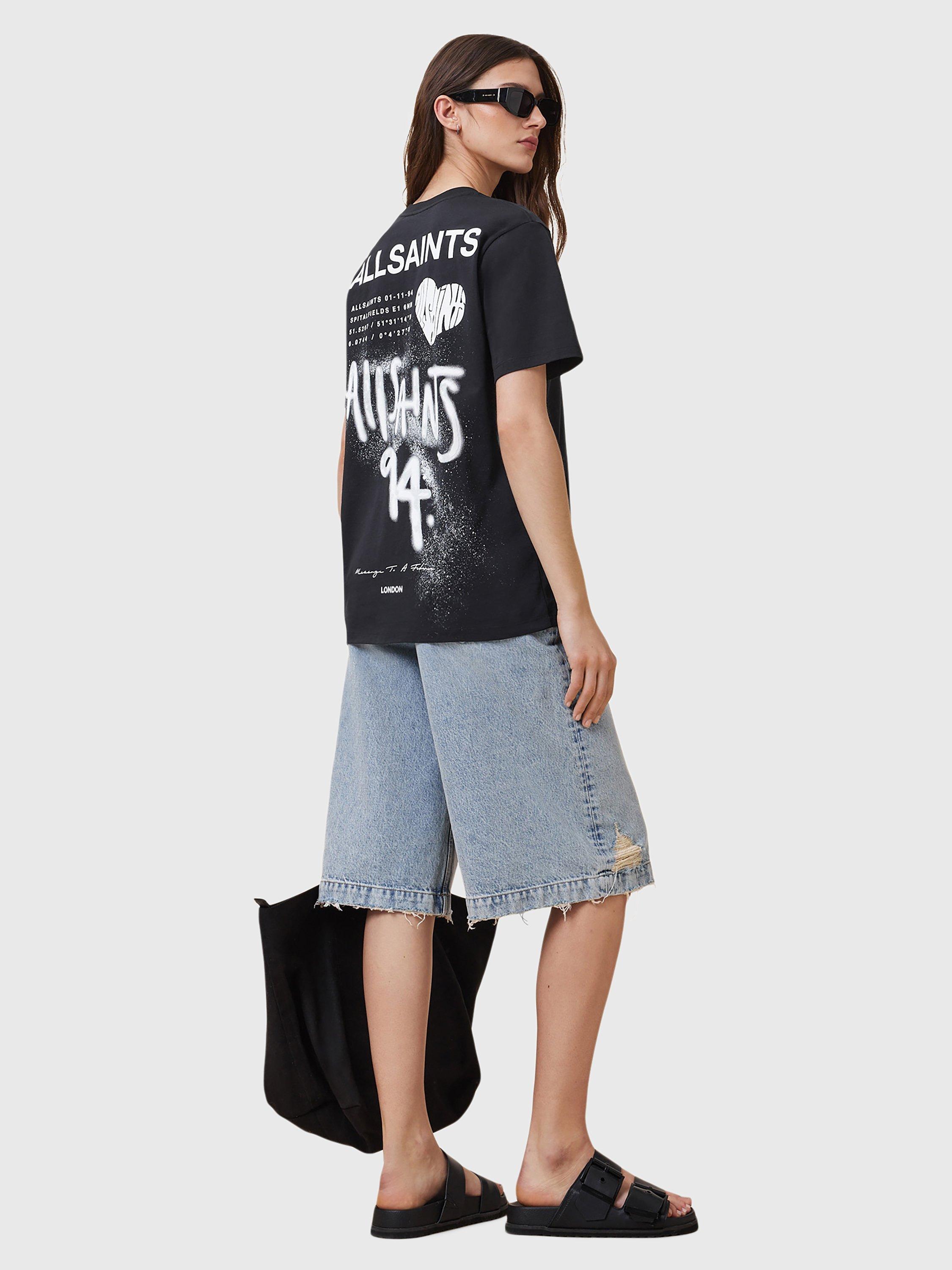 Product image 9 of 9, which shows AllSaints Poster Logo Graphic T-Shirt, Black, L