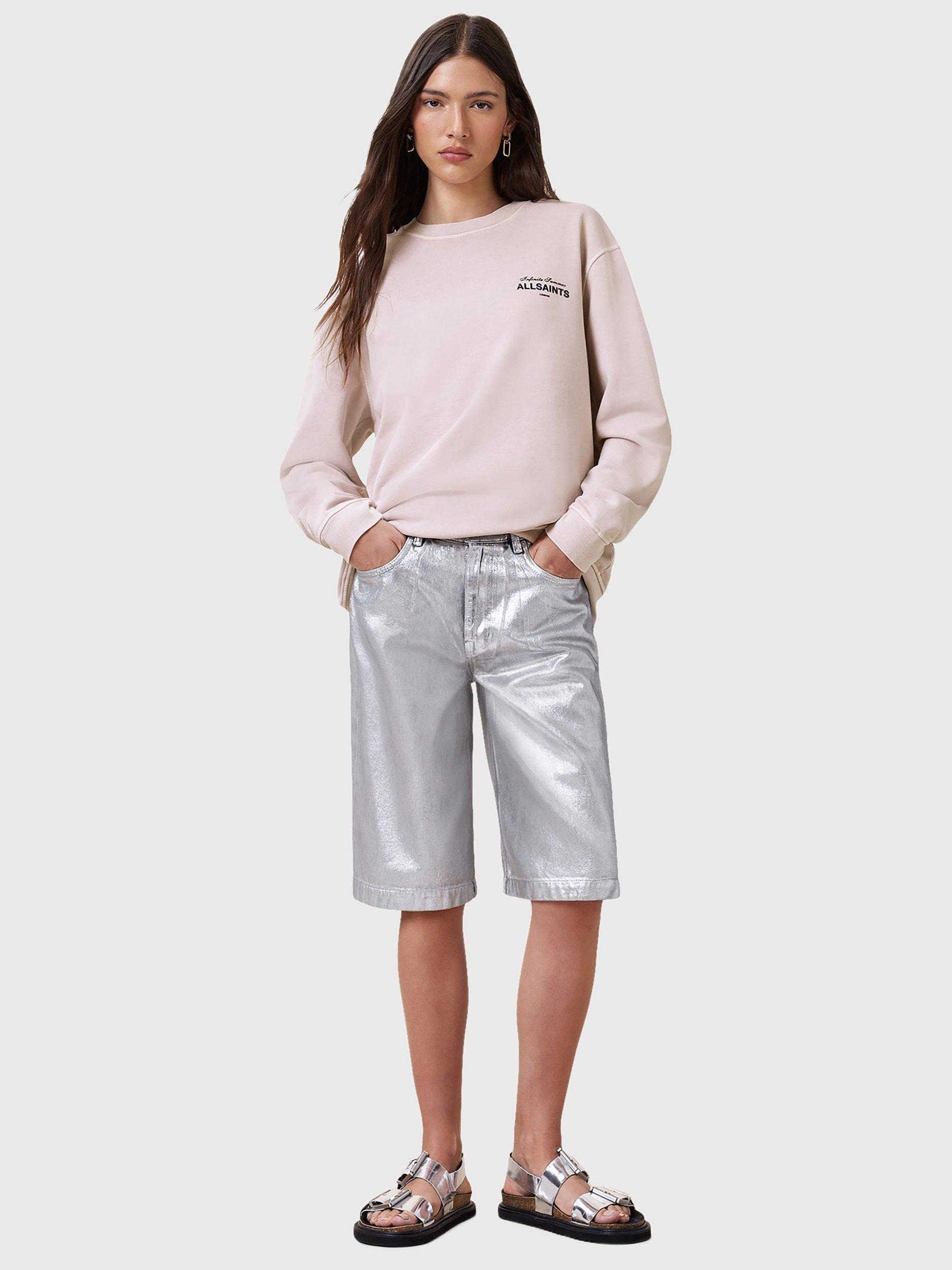 Product image 3 of 7, which shows AllSaints Soleil Etta Logo Graphic Sweatshirt, Lilac Ash Pink, XS