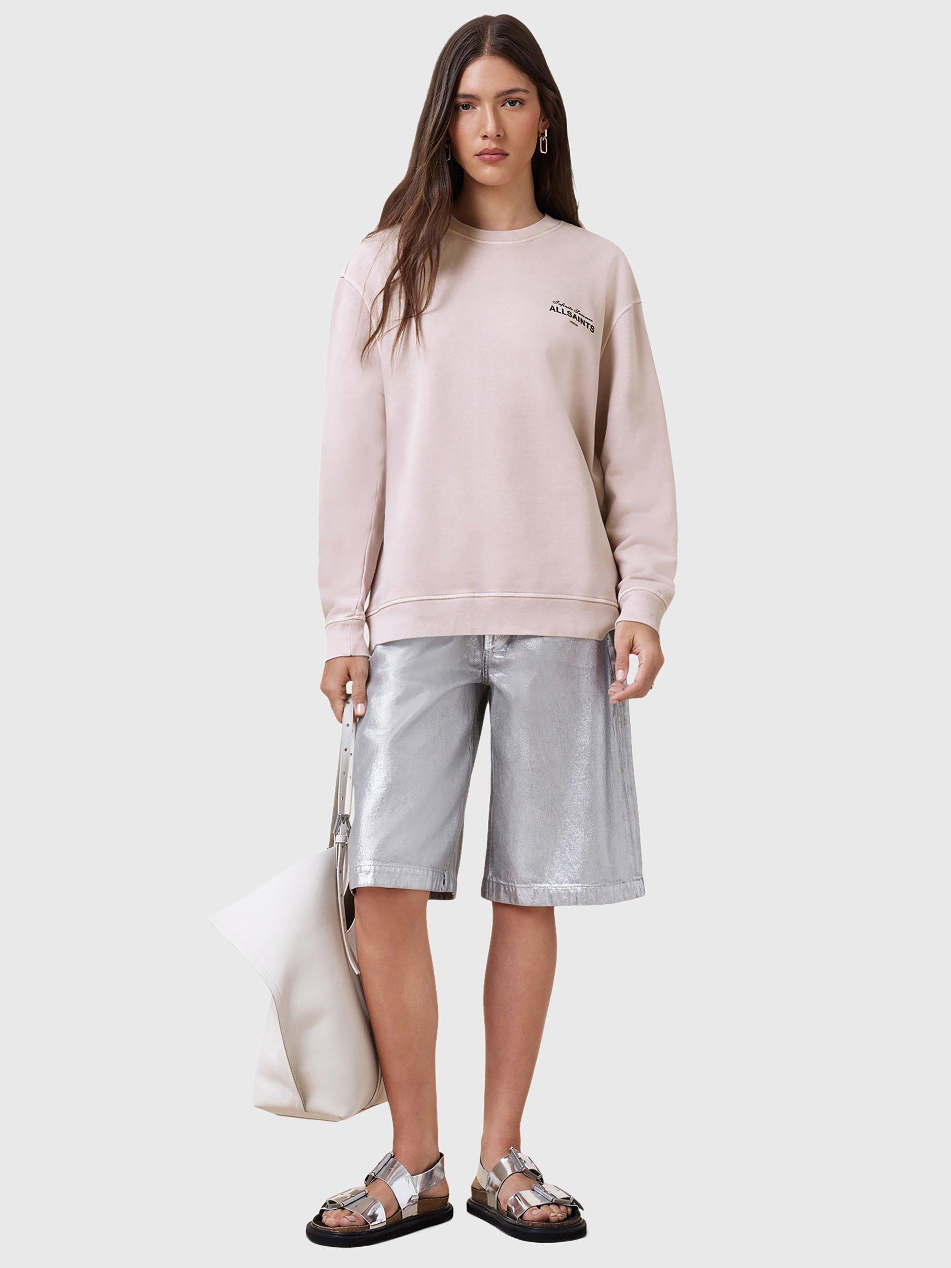 Product image 7 of 7, which shows AllSaints Soleil Etta Logo Graphic Sweatshirt, Lilac Ash Pink, XS