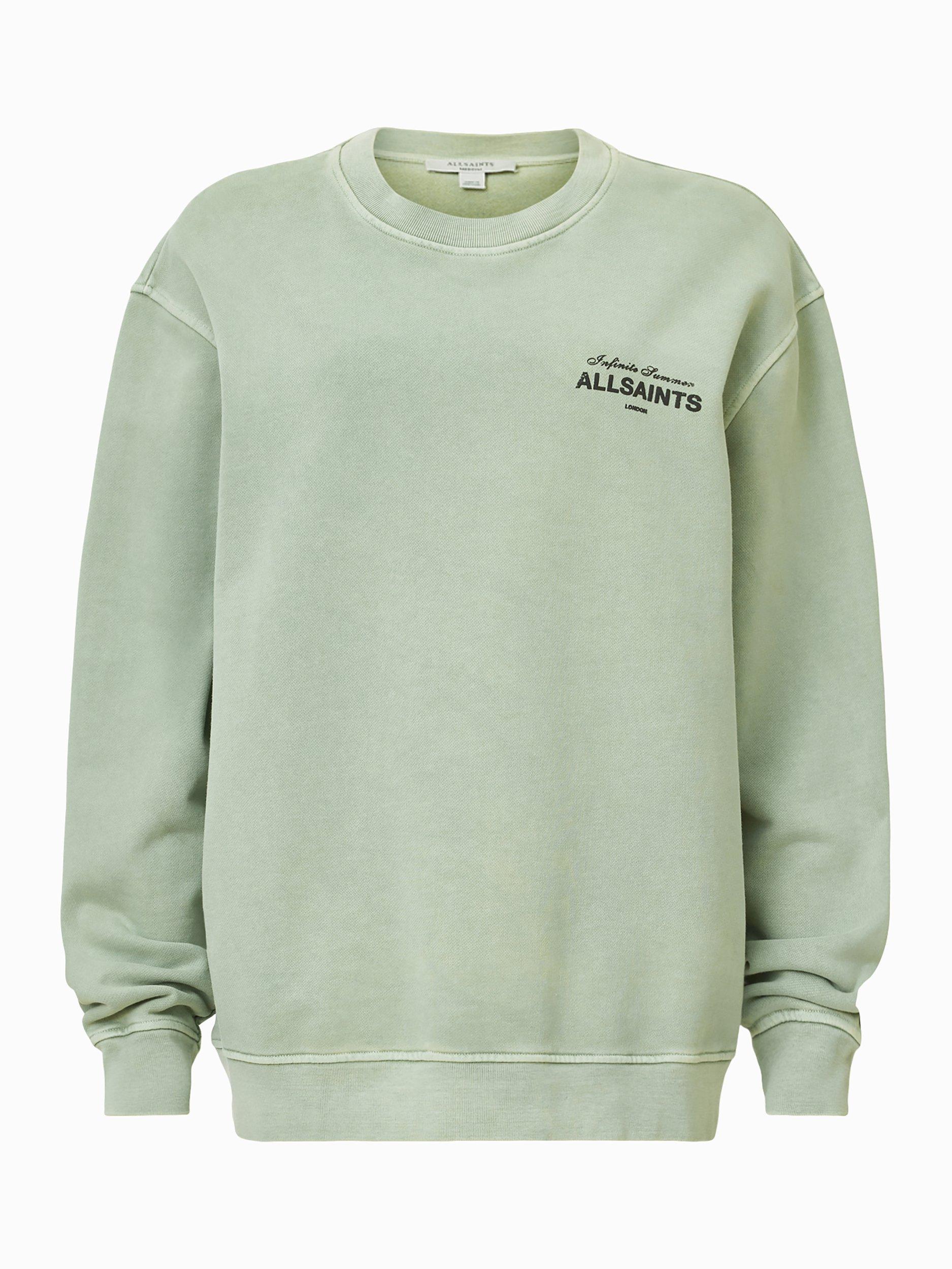 Product image 4 of 9, which shows AllSaints Soleil Etta Logo Sweatshirt, Abbey Stone Green, XS