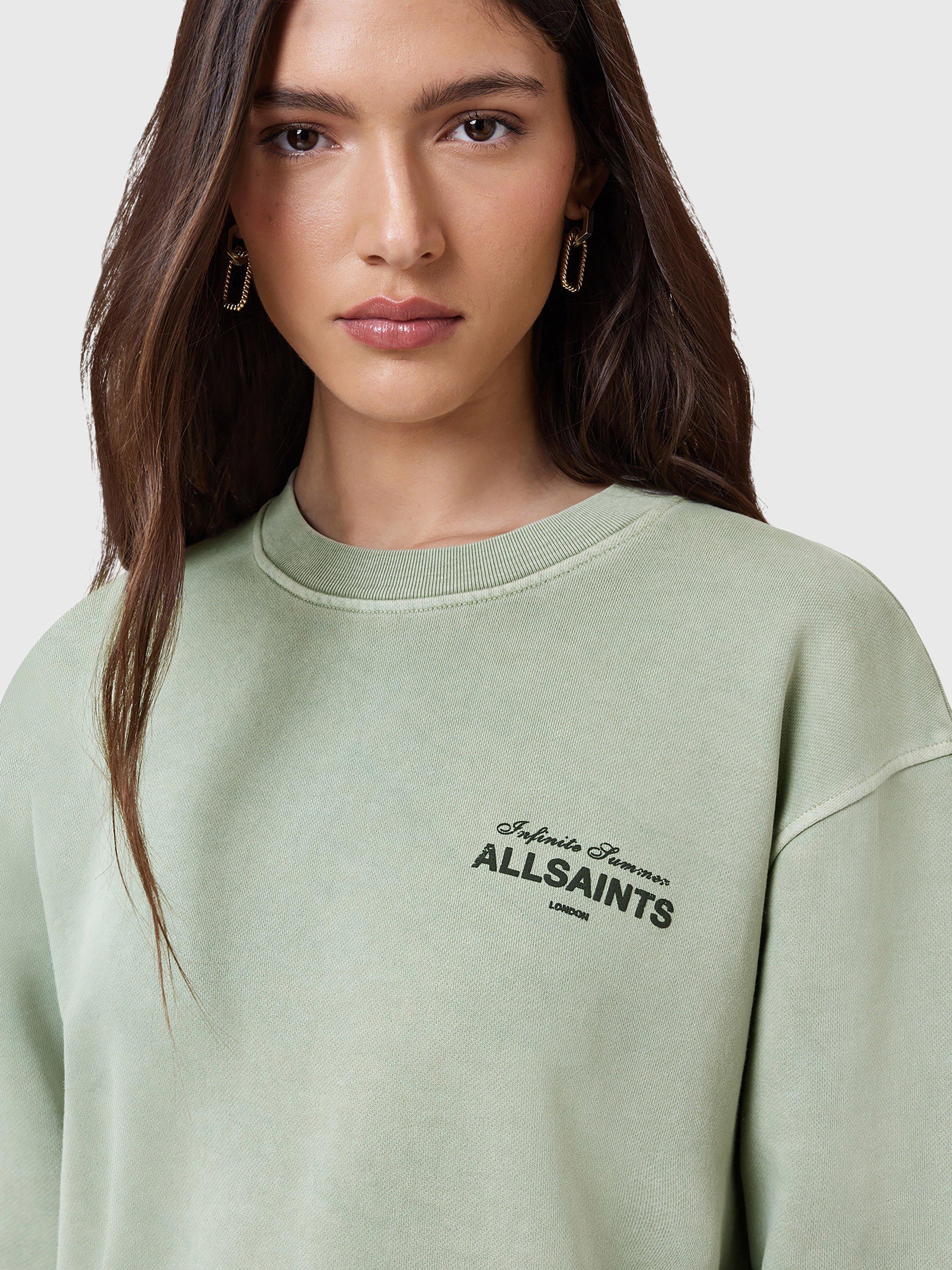 Product image 8 of 9, which shows AllSaints Soleil Etta Logo Sweatshirt, Abbey Stone Green, XS
