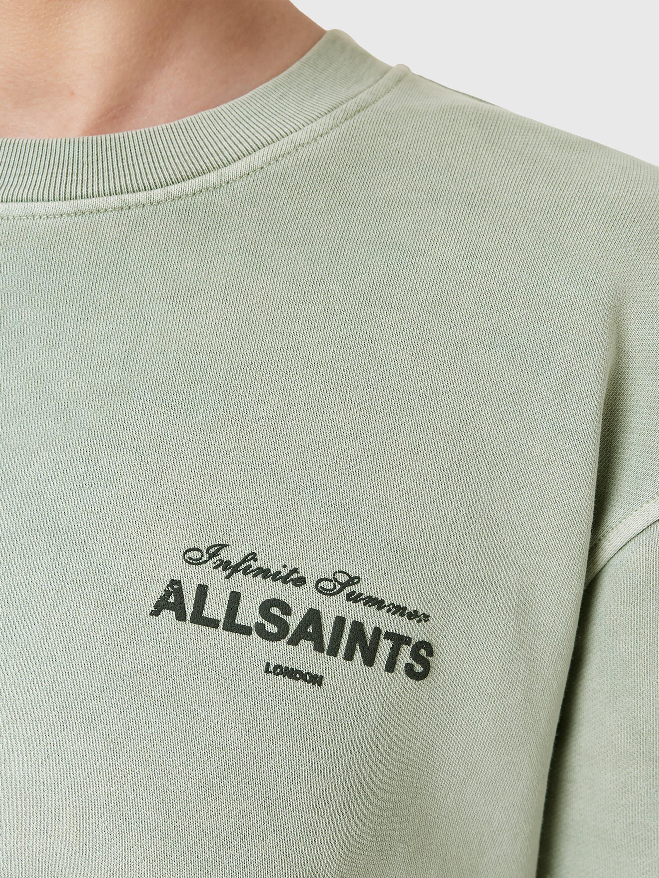 Product image 9 of 9, which shows AllSaints Soleil Etta Logo Sweatshirt, Abbey Stone Green, XS
