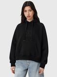 AllSaints Stacks Talon Organic Cotton Rich Hoodie, Black, Black