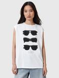 AllSaints Brooke Sunnies Pure Organic Cotton Tank Top, Optic White