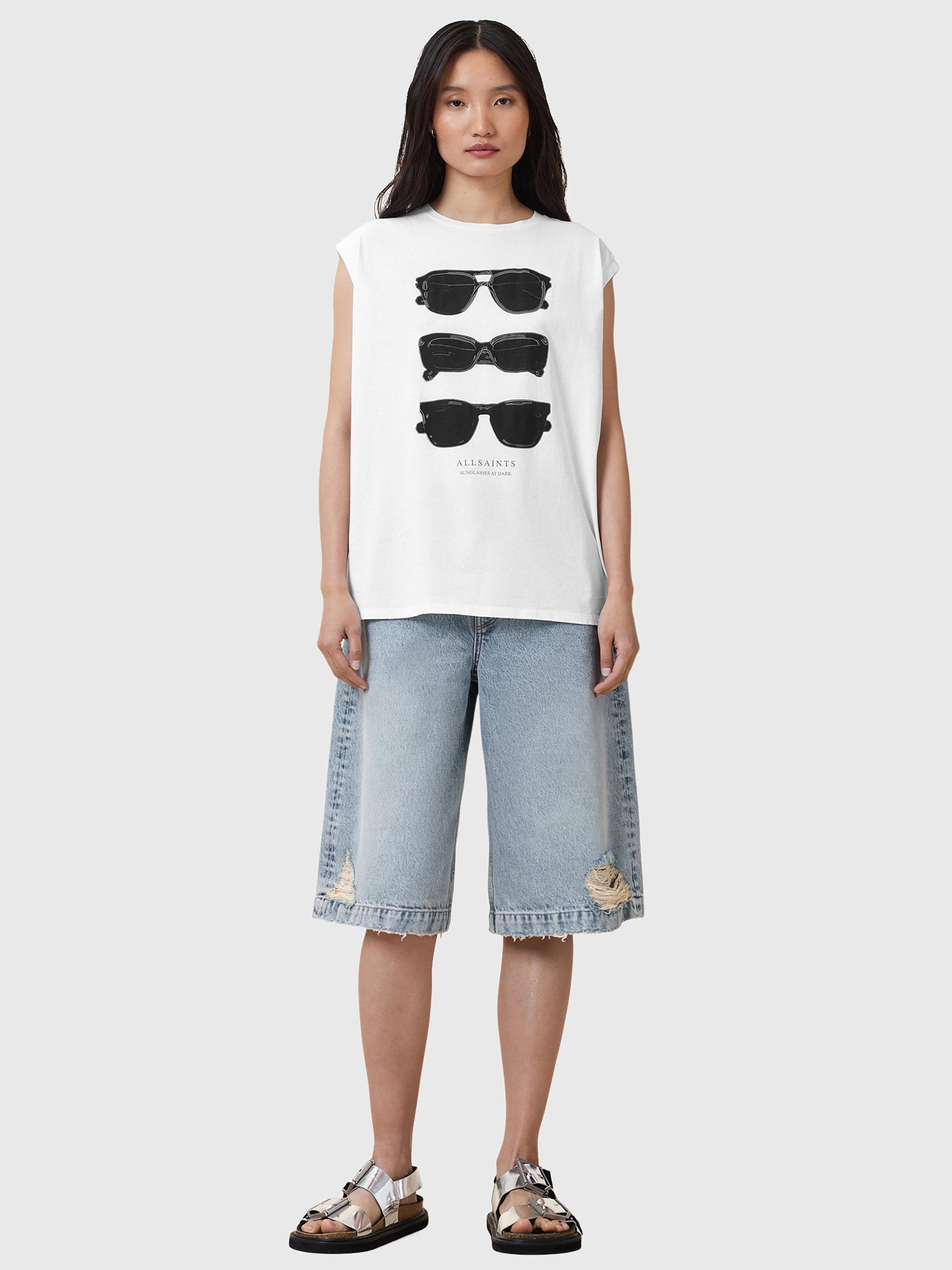 Product image 3 of 6, which shows AllSaints Brooke Sunnies Pure Organic Cotton Tank Top, Optic White, XS