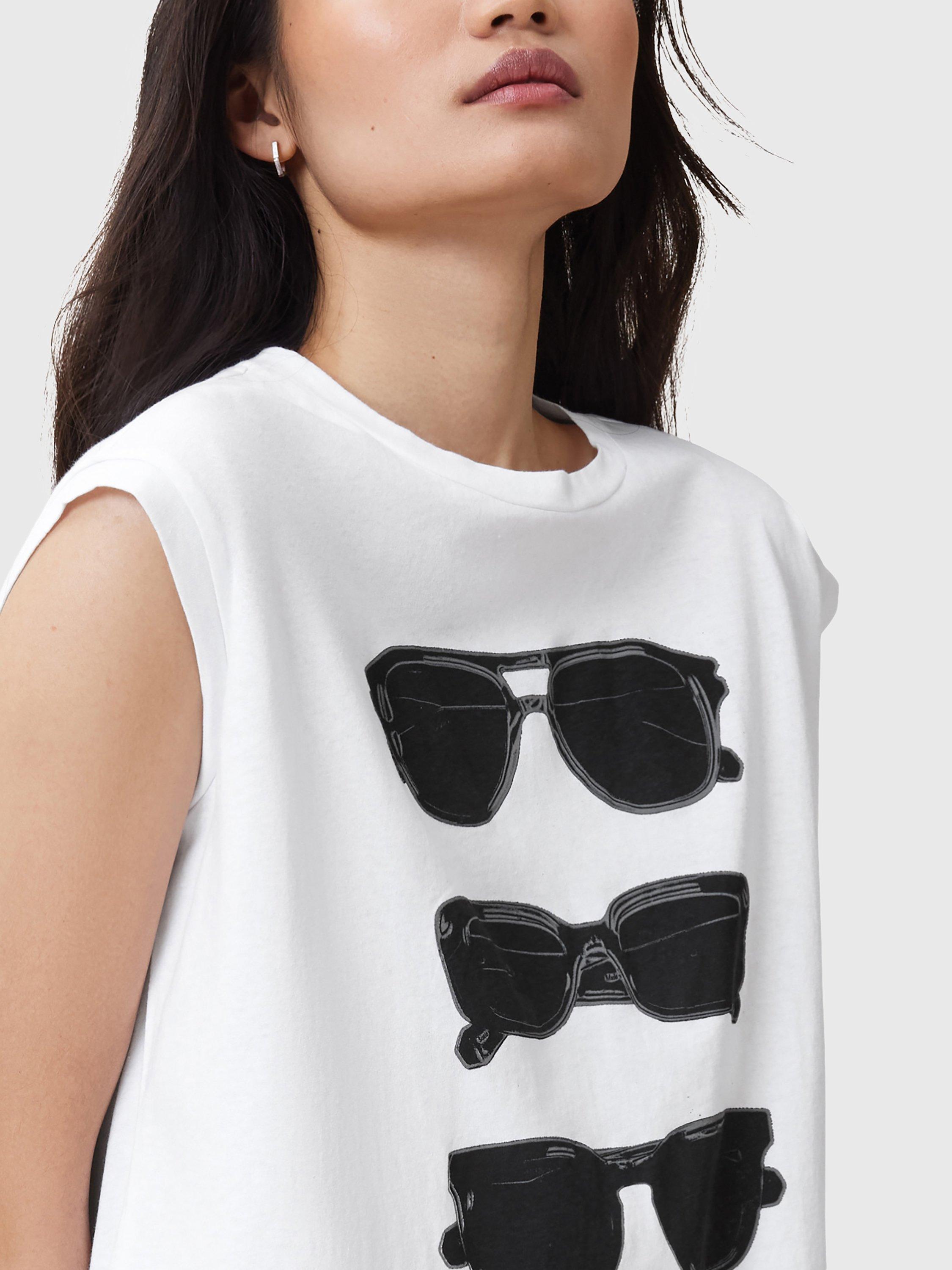 Product image 5 of 6, which shows AllSaints Brooke Sunnies Pure Organic Cotton Tank Top, Optic White, XS