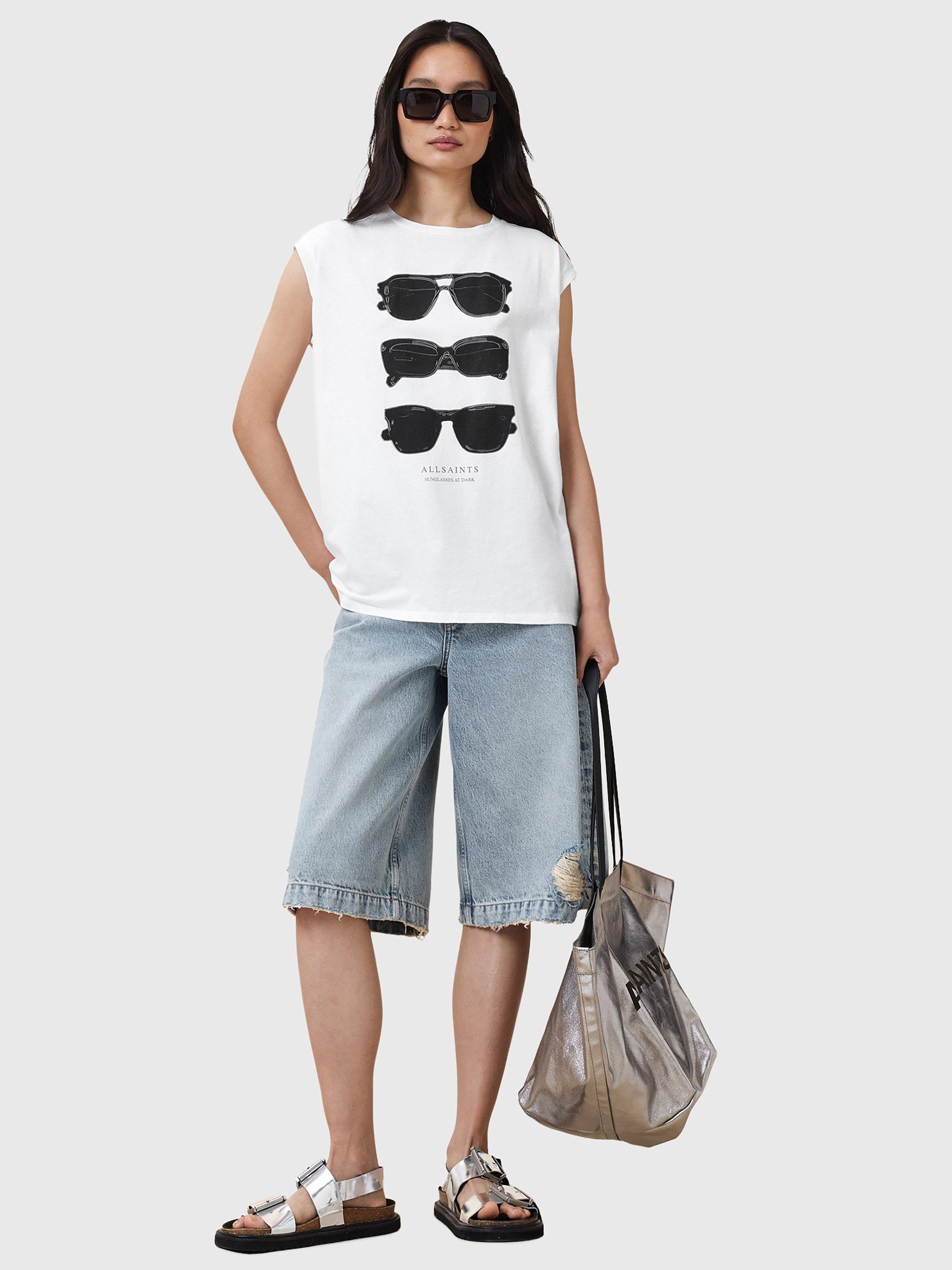 Product image 6 of 6, which shows AllSaints Brooke Sunnies Pure Organic Cotton Tank Top, Optic White, XS