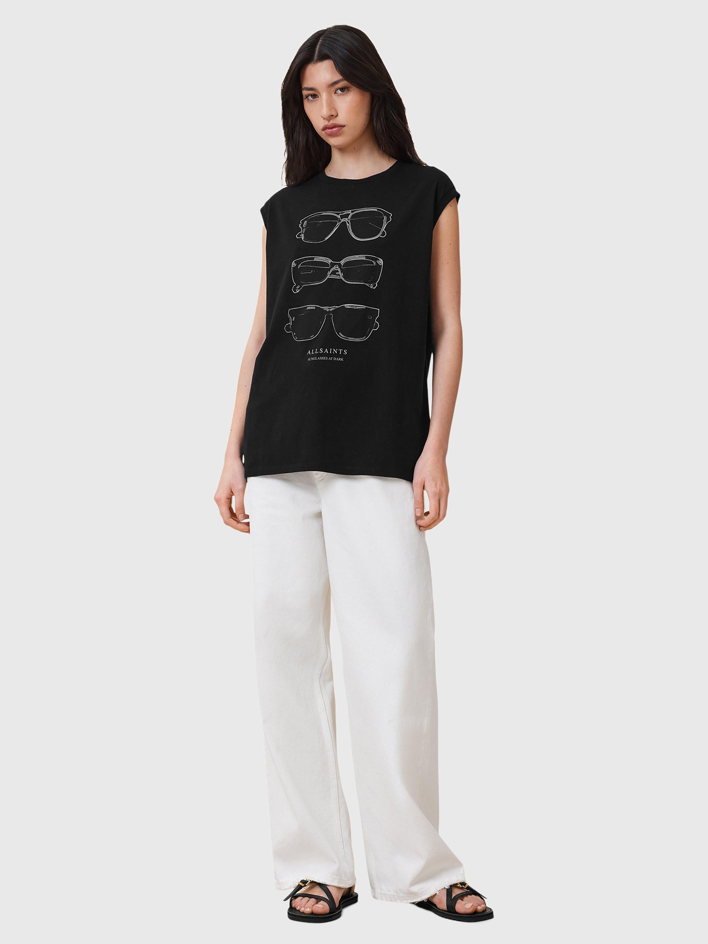 Product image 3 of 7, which shows AllSaints Brooke Sunglasses T-Shirt, Black, XS