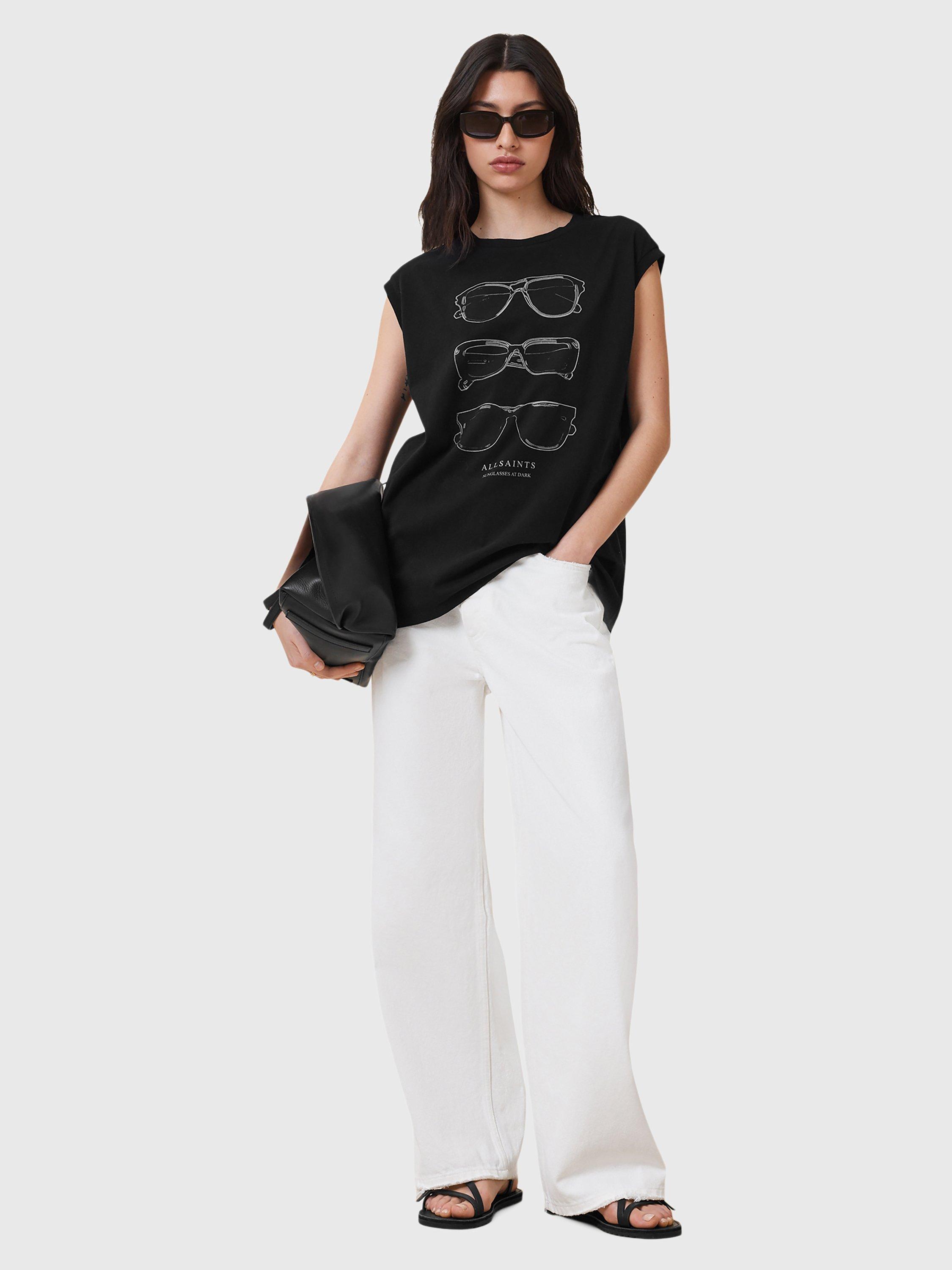 Product image 6 of 7, which shows AllSaints Brooke Sunglasses T-Shirt, Black, XS