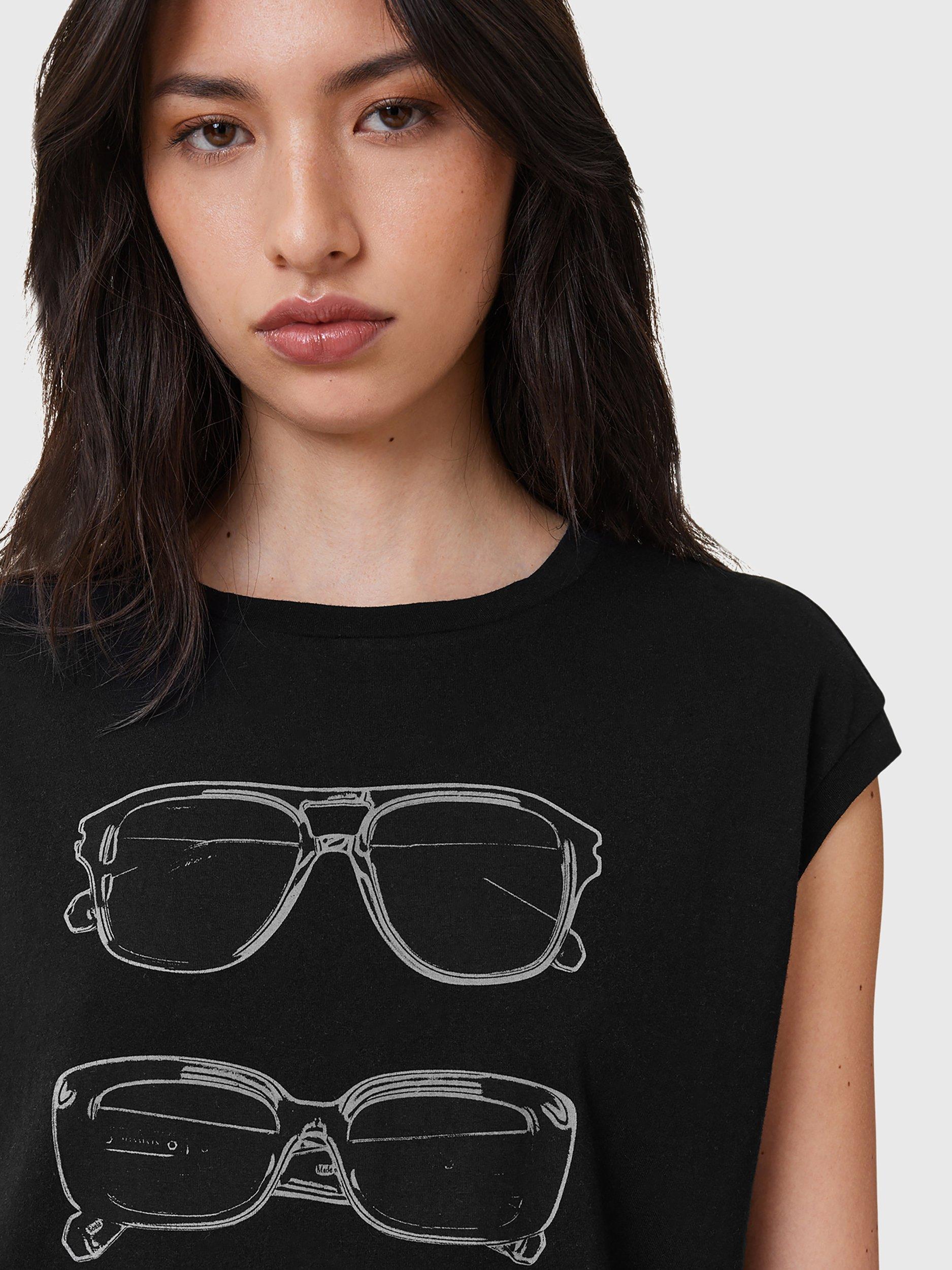 Product image 7 of 7, which shows AllSaints Brooke Sunglasses T-Shirt, Black, XS