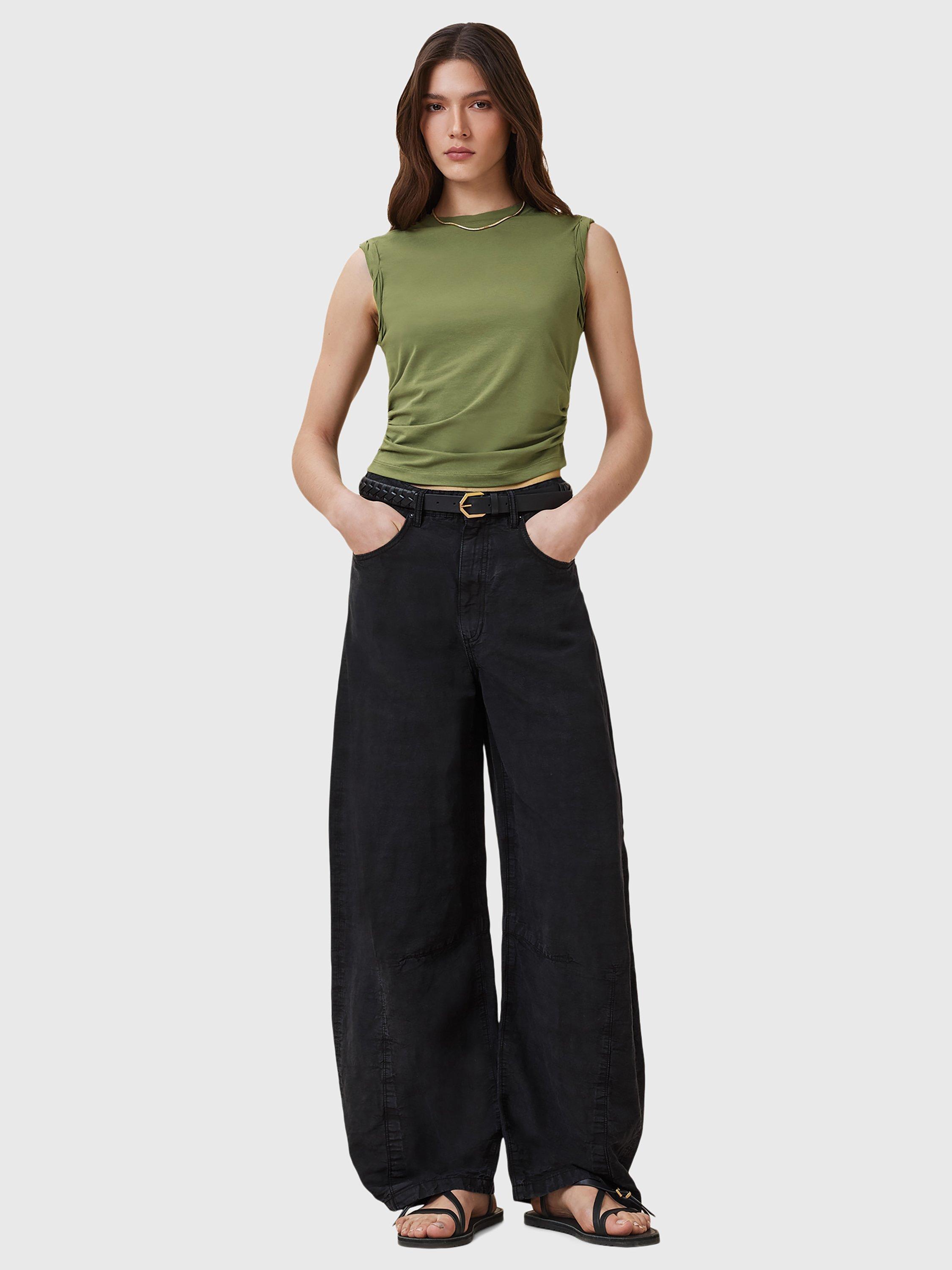 Product image 3 of 10, which shows AllSaints West Ruched Tank Top, Grass Green, L