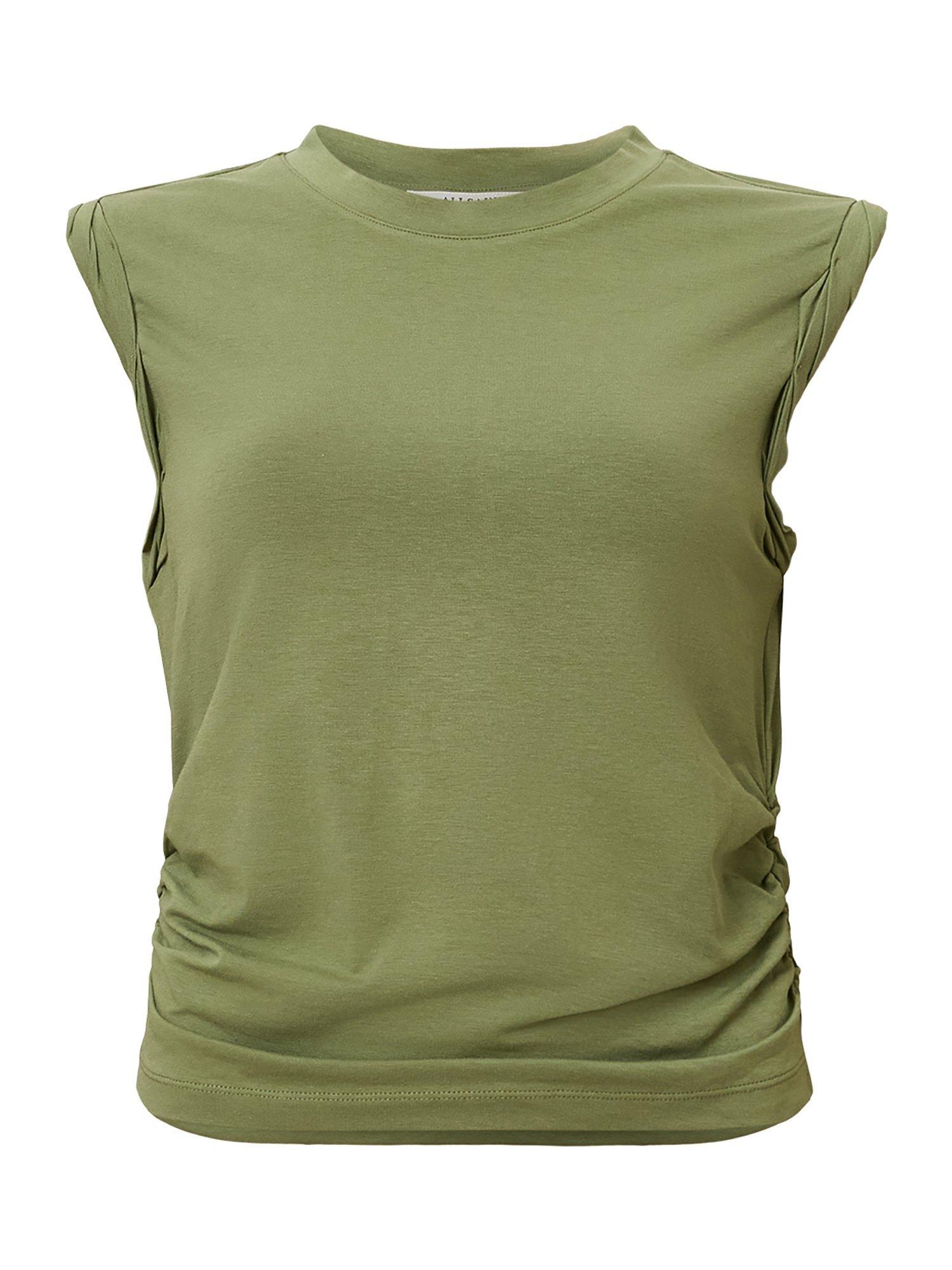 Product image 4 of 10, which shows AllSaints West Ruched Tank Top, Grass Green, L