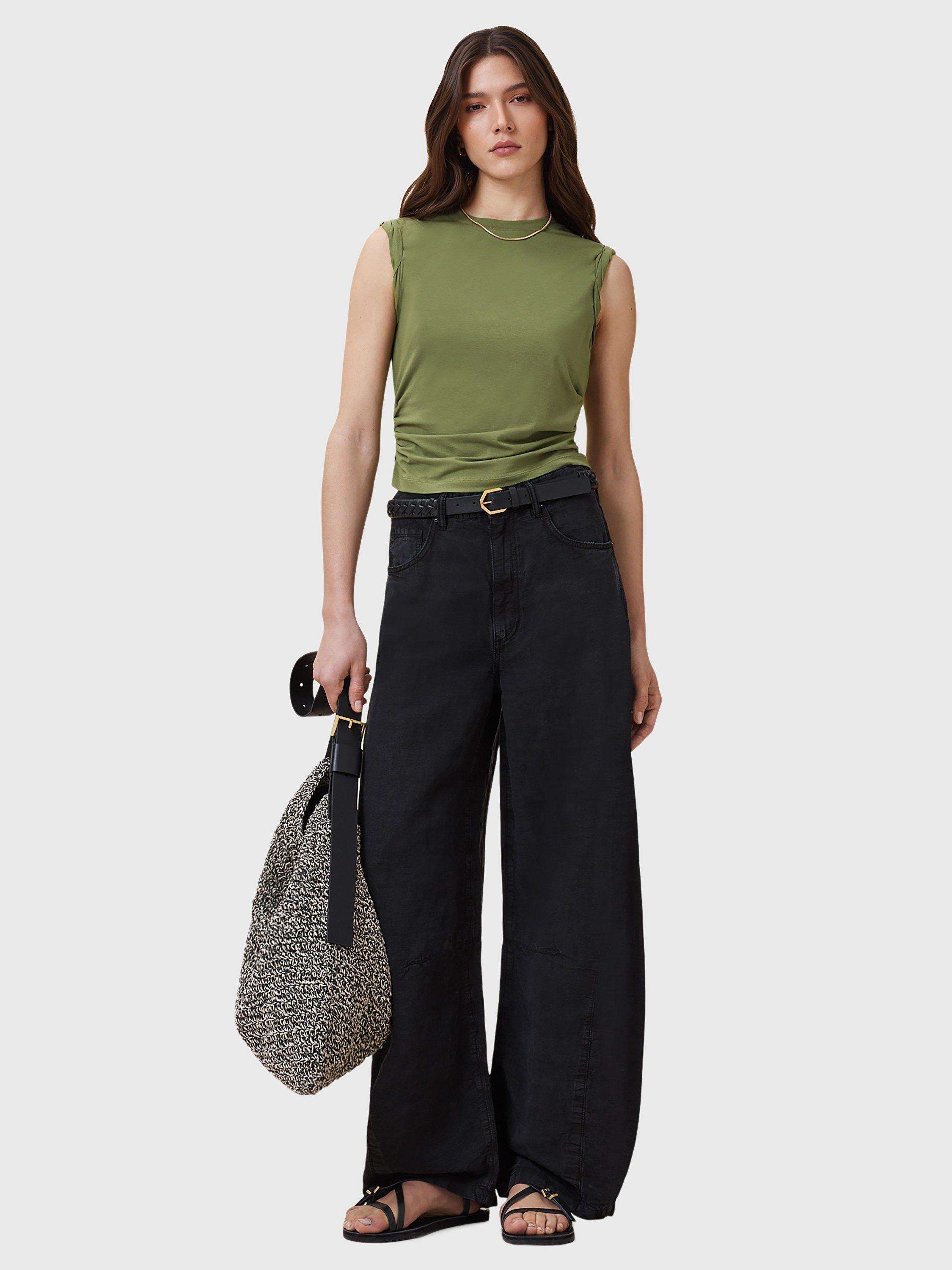 Product image 6 of 10, which shows AllSaints West Ruched Tank Top, Grass Green, L