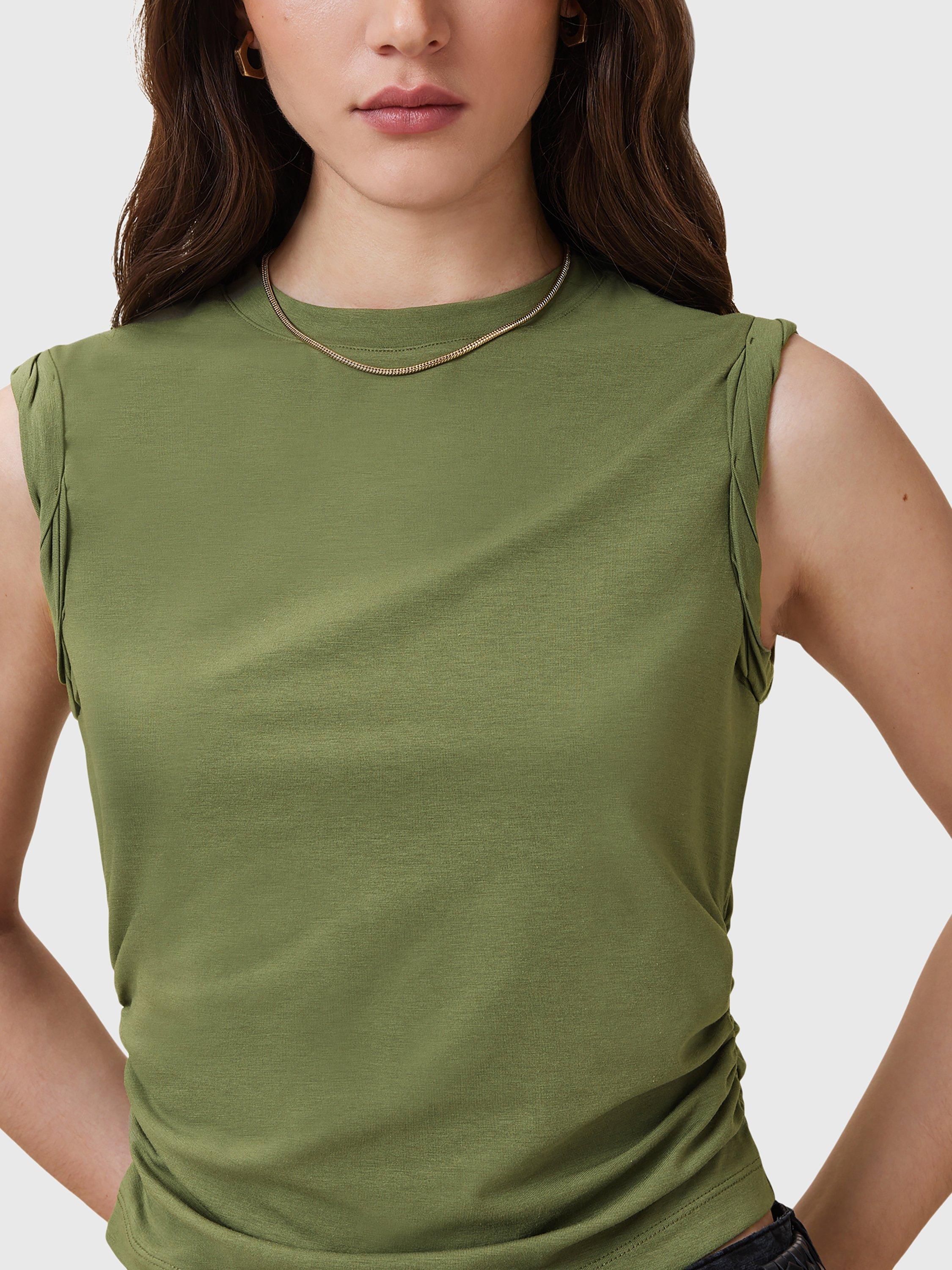 Product image 7 of 10, which shows AllSaints West Ruched Tank Top, Grass Green, L