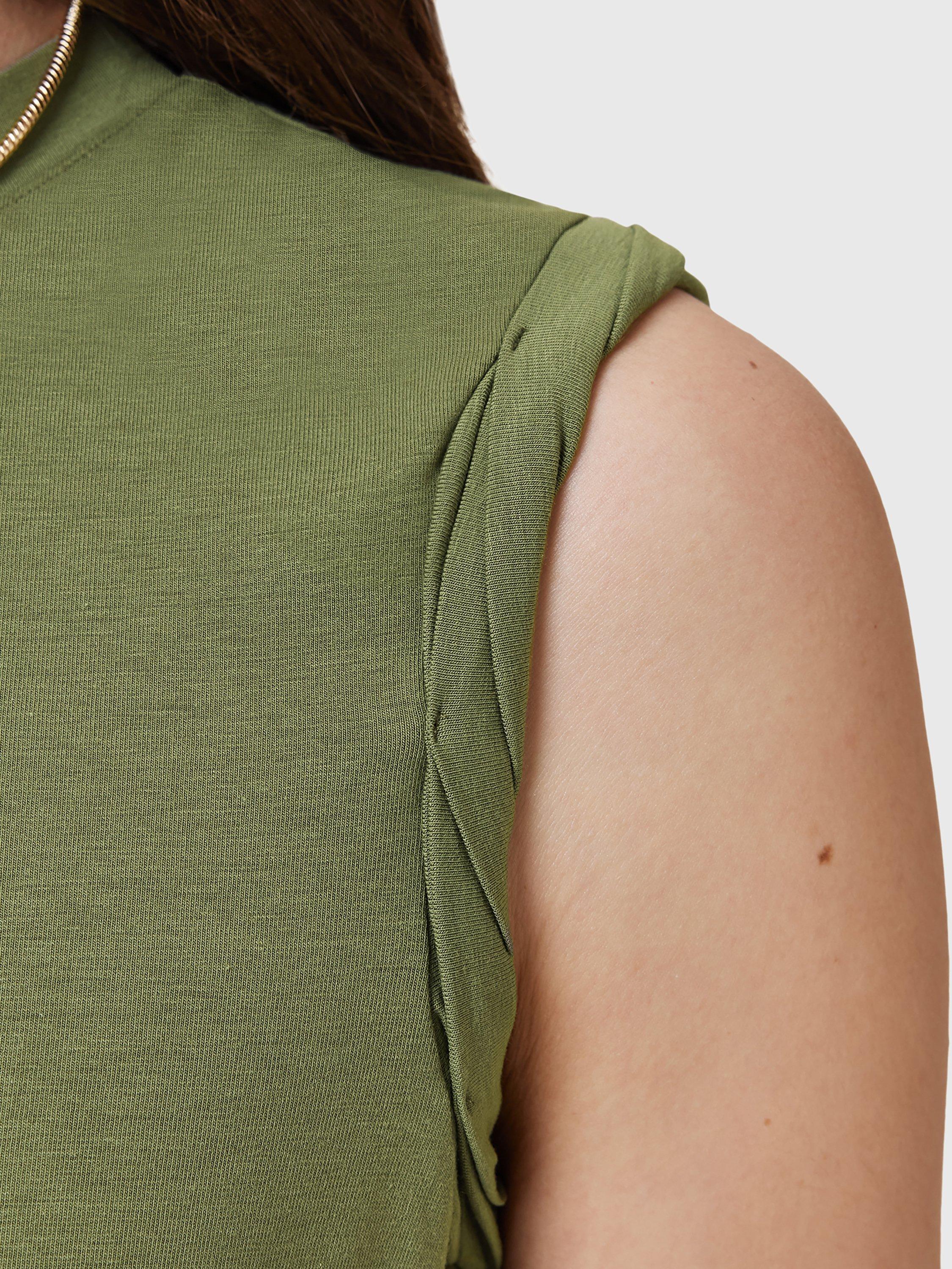 Product image 9 of 10, which shows AllSaints West Ruched Tank Top, Grass Green, L