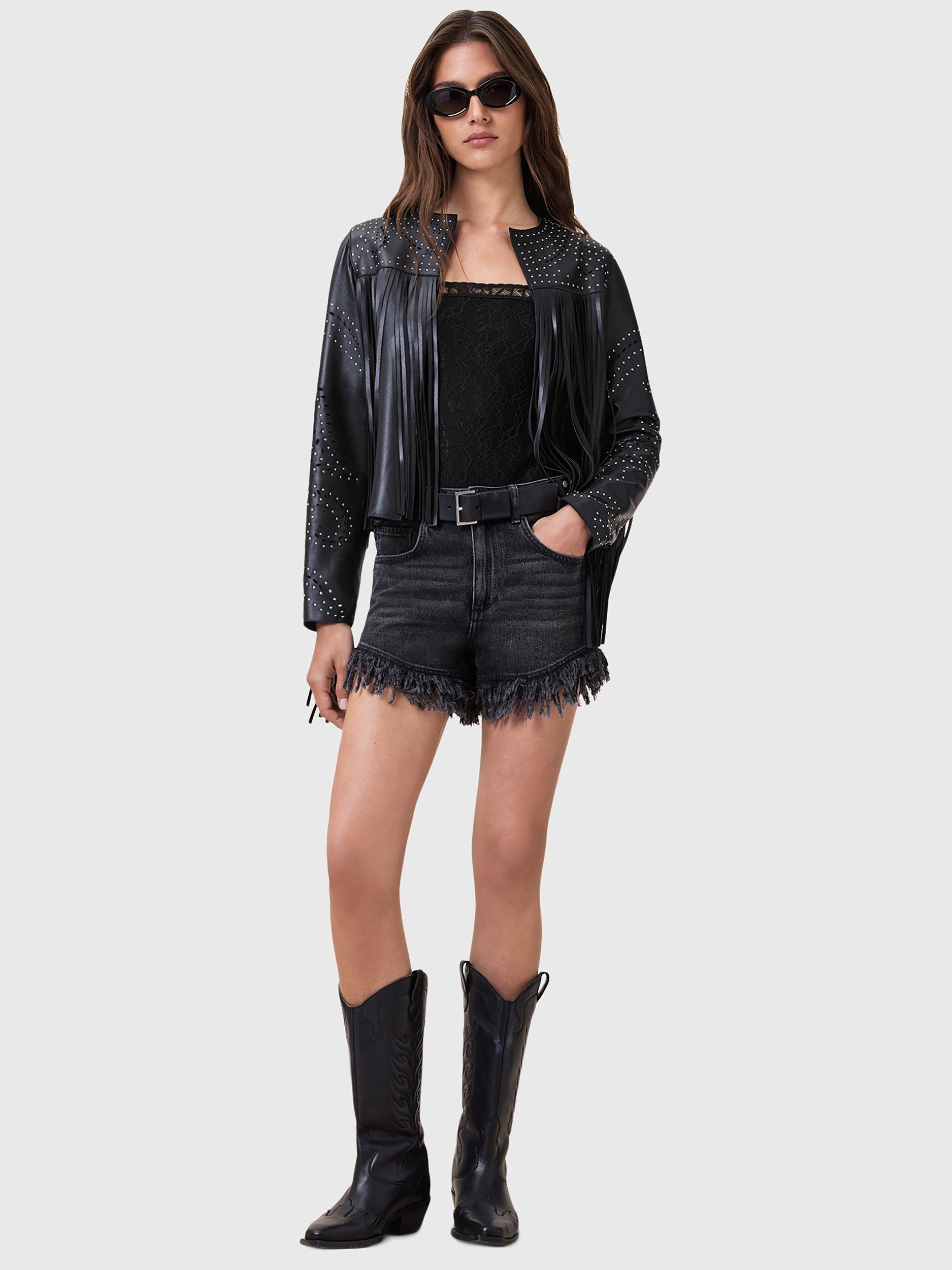 Product image 3 of 6, which shows AllSaints Vera Lace Square Neck Bodysuit, Black, 10