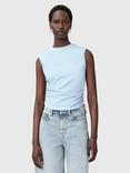 AllSaints West Ruched Tank Top, Powder Blue