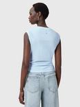 AllSaints West Ruched Tank Top, Powder Blue