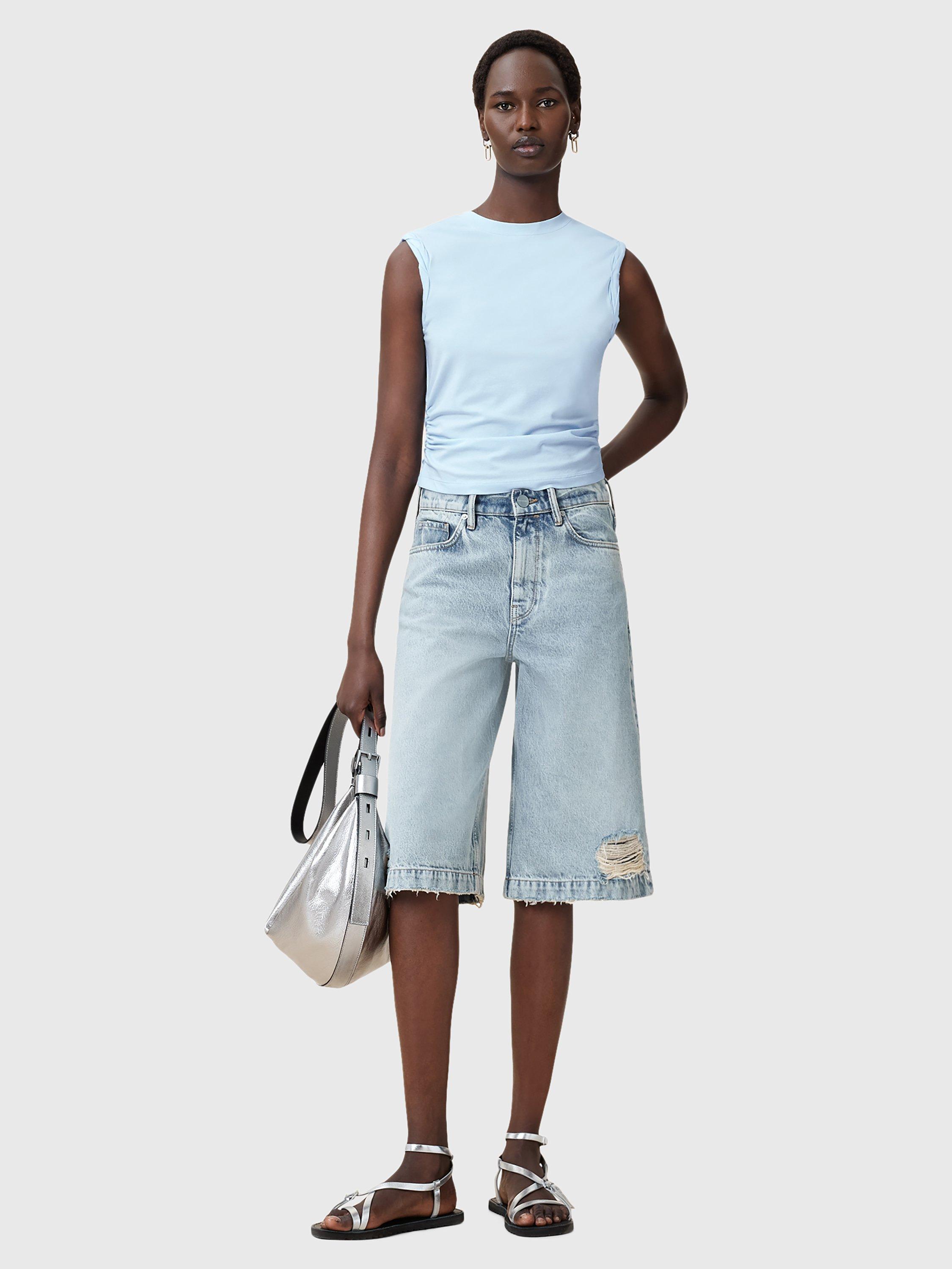 Product image 6 of 7, which shows AllSaints West Ruched Tank Top, Powder Blue, M