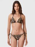 AllSaints Saph Leopard Print Bikini Bottoms, Golden Brown