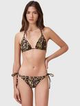 AllSaints Saph Leopard Print Bikini Top, Golden Brown