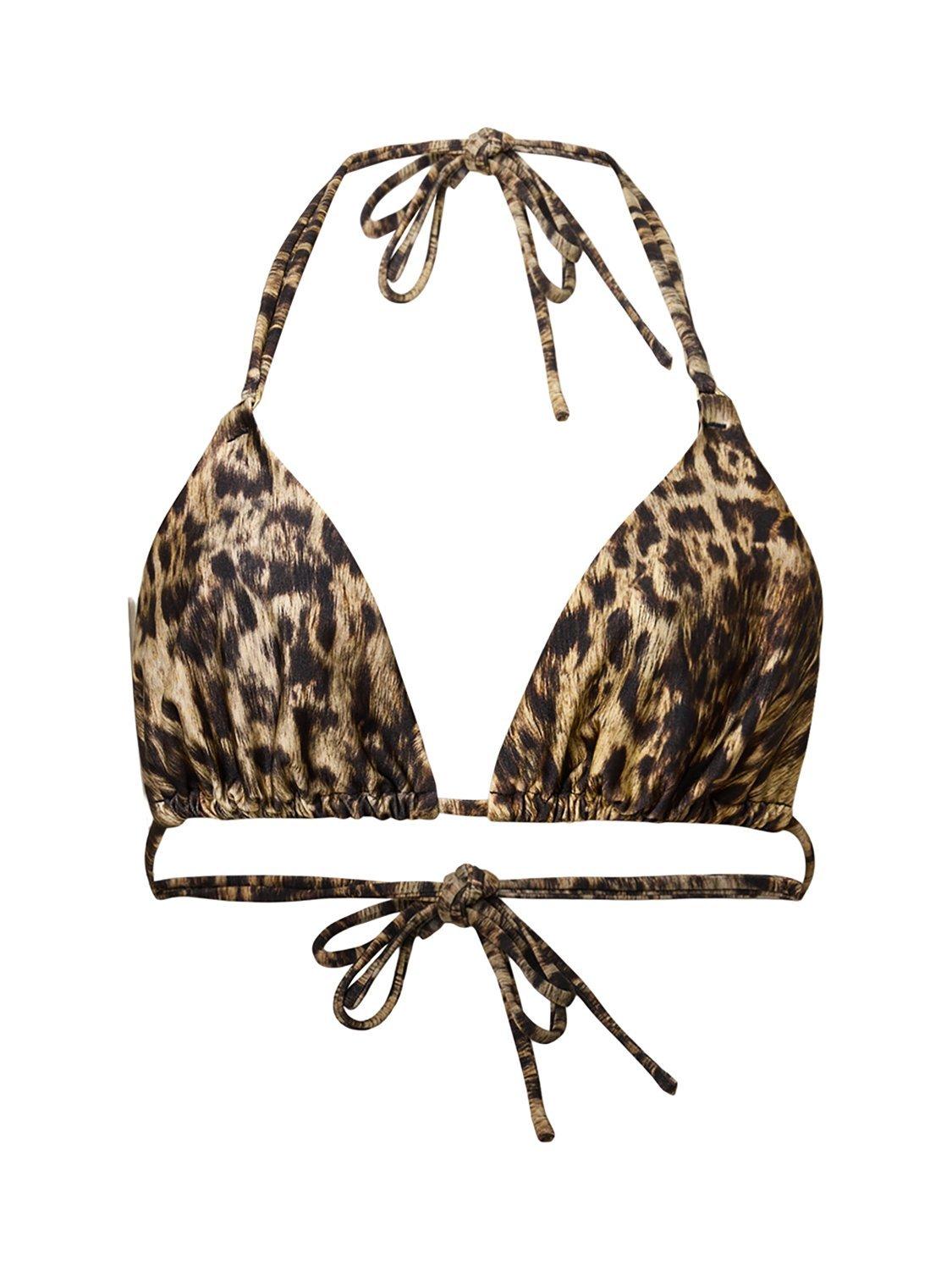 Product image 4 of 6, which shows AllSaints Saph Leopard Print Bikini Top, Golden Brown, S