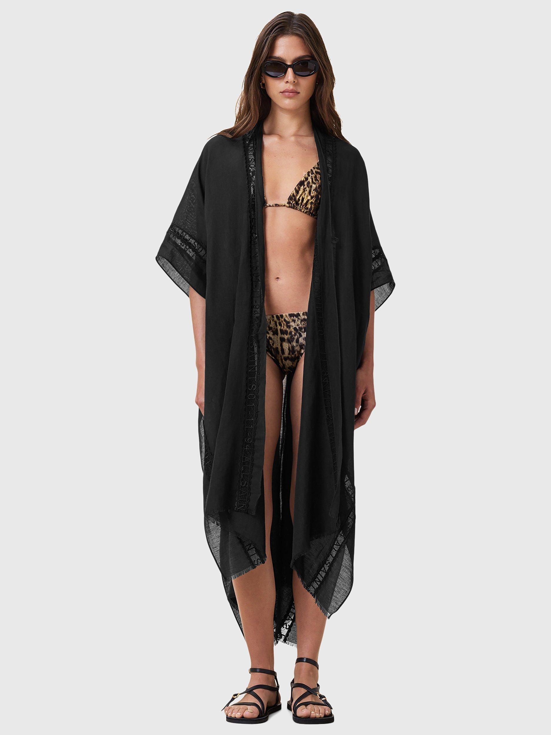 Product image 6 of 6, which shows AllSaints Saph Leopard Print Bikini Top, Golden Brown, S