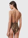 AllSaints Saph Leopard Print Swimsuit, Golden Brown