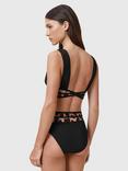 AllSaints Xalia Leopard Print Panel Bikini Bottoms, Black