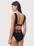 AllSaints Xalia Leopard Print Panel Bikini Top, Black