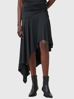 AllSaints Annalie Asymmetric Drape Skirt, Black, Black