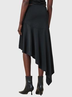 AllSaints Annalie Asymmetric Drape Skirt, Black - view 2, Black