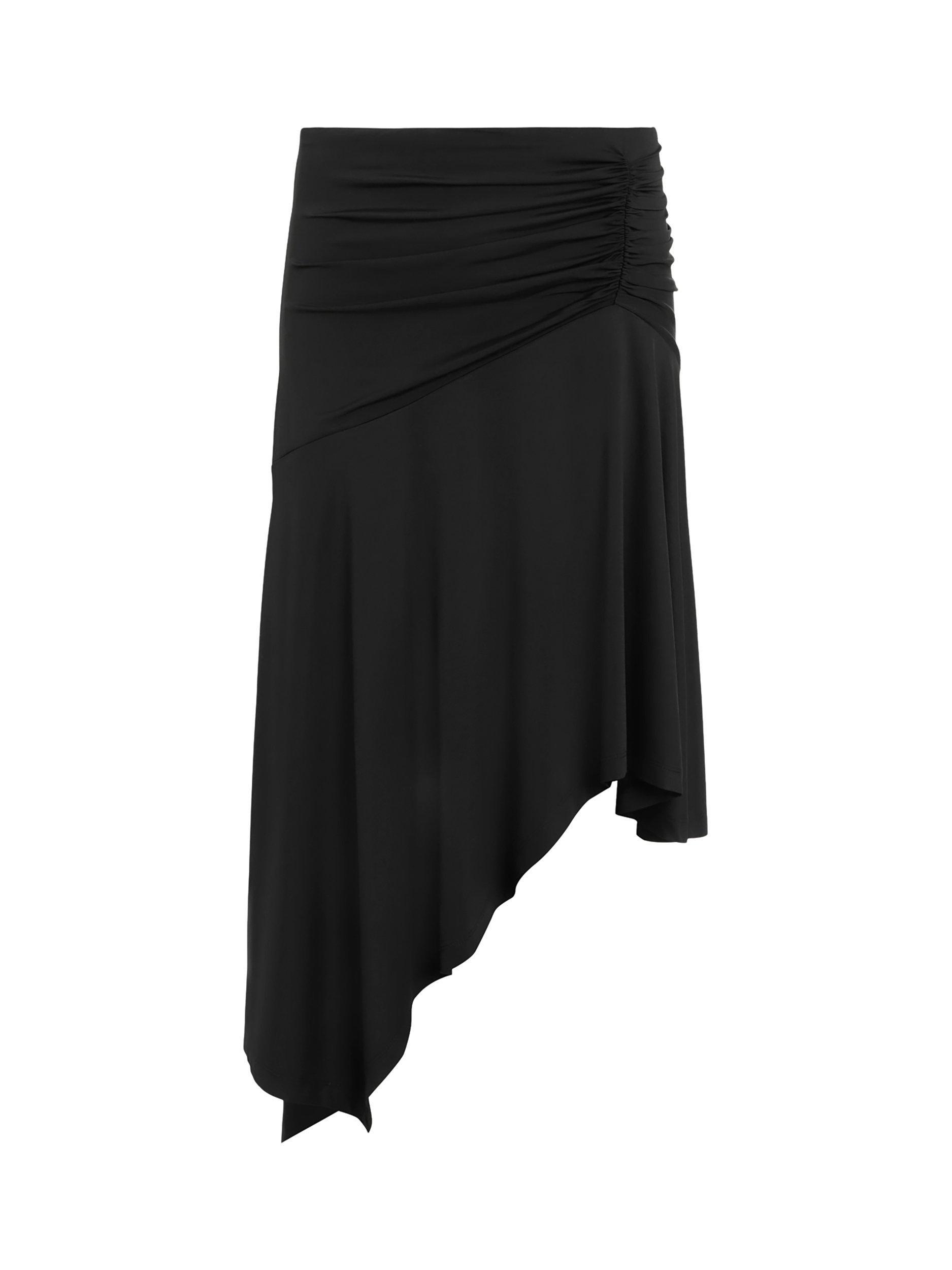Product image 4 of 10, which shows AllSaints Annalie Asymmetric Drape Skirt, Black, 6