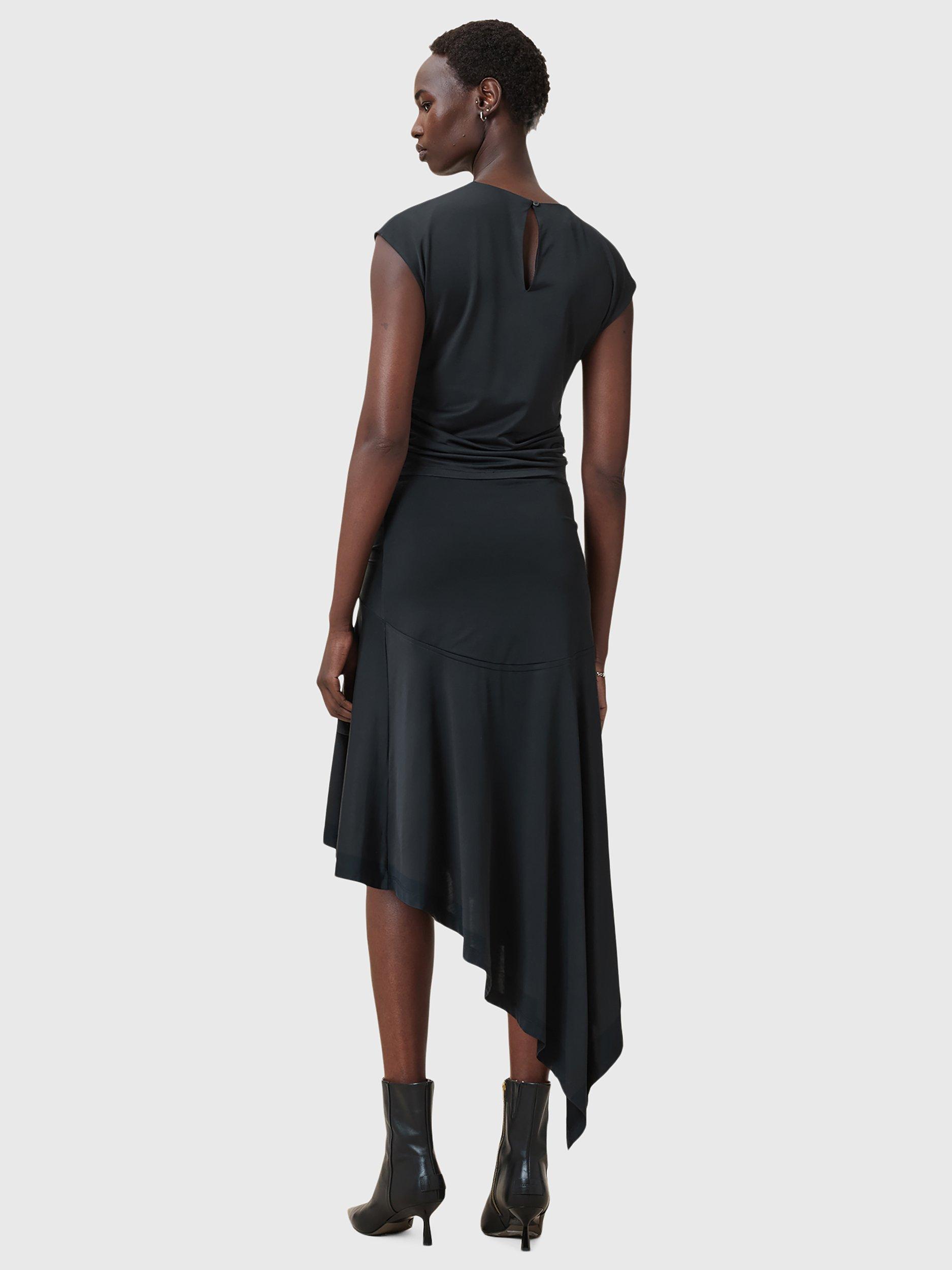 Product image 9 of 10, which shows AllSaints Annalie Asymmetric Drape Skirt, Black, 6