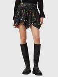 AllSaints Delilah Floral Pure Organic Cotton Mini Skirt, Black/Multi