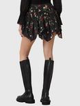 AllSaints Delilah Floral Pure Organic Cotton Mini Skirt, Black/Multi