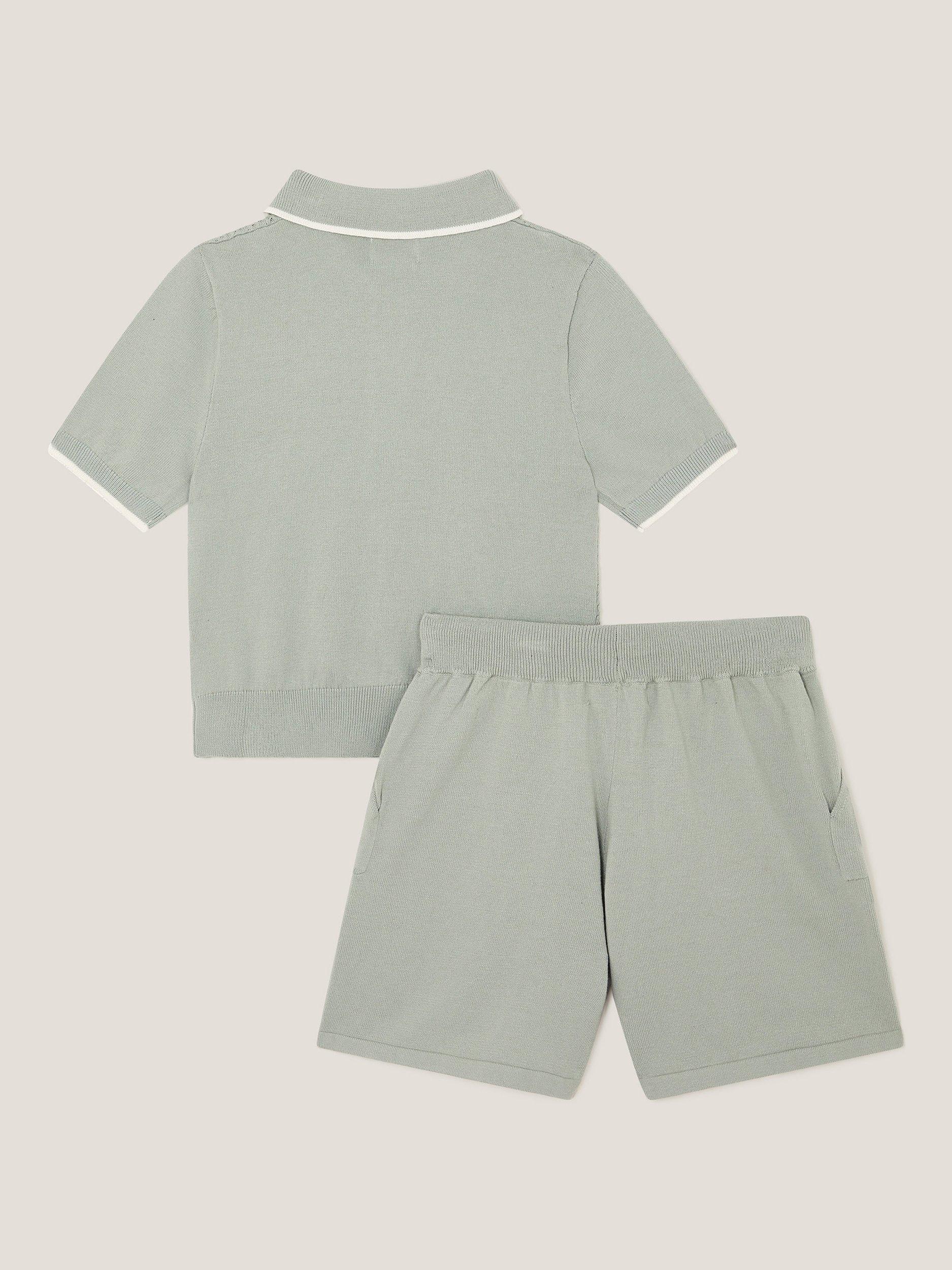 Product image 2 of 3, which shows Monsoon Kids' Shirt and Shorts Set, Green, 2-3 years