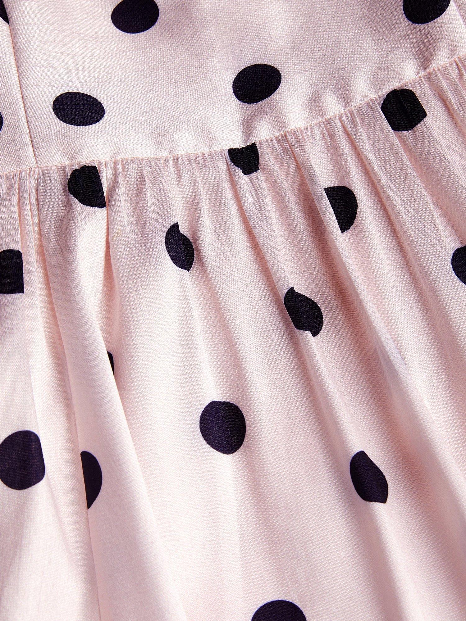 Product image 4 of 4, which shows Monsoon Kids' Sicily Polka Dot Dress, Ivory, 3 years